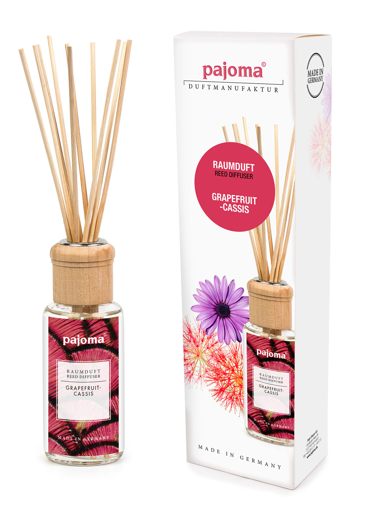 Raumduft Diffusor mit Duftstäbe, pinke Rose