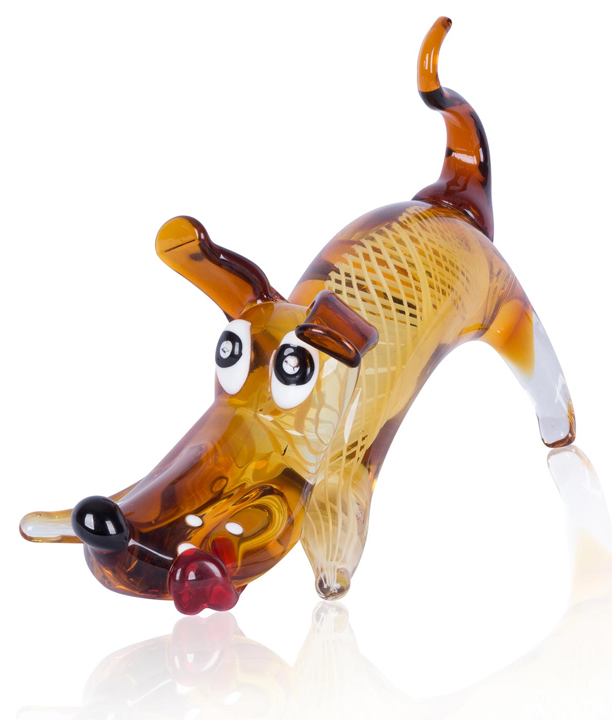 Designer Glas Skulptur 16x20x30cm Hund Glasfigur Deko Unikat