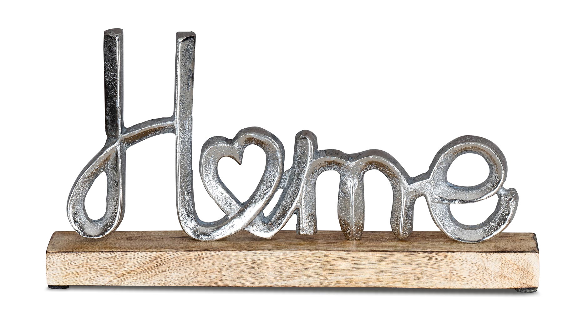 Aufsteller Mango Schriftzug Home H17cm Metall Holz Deko Mangoholz Tischdeko | Deko-Buchstaben