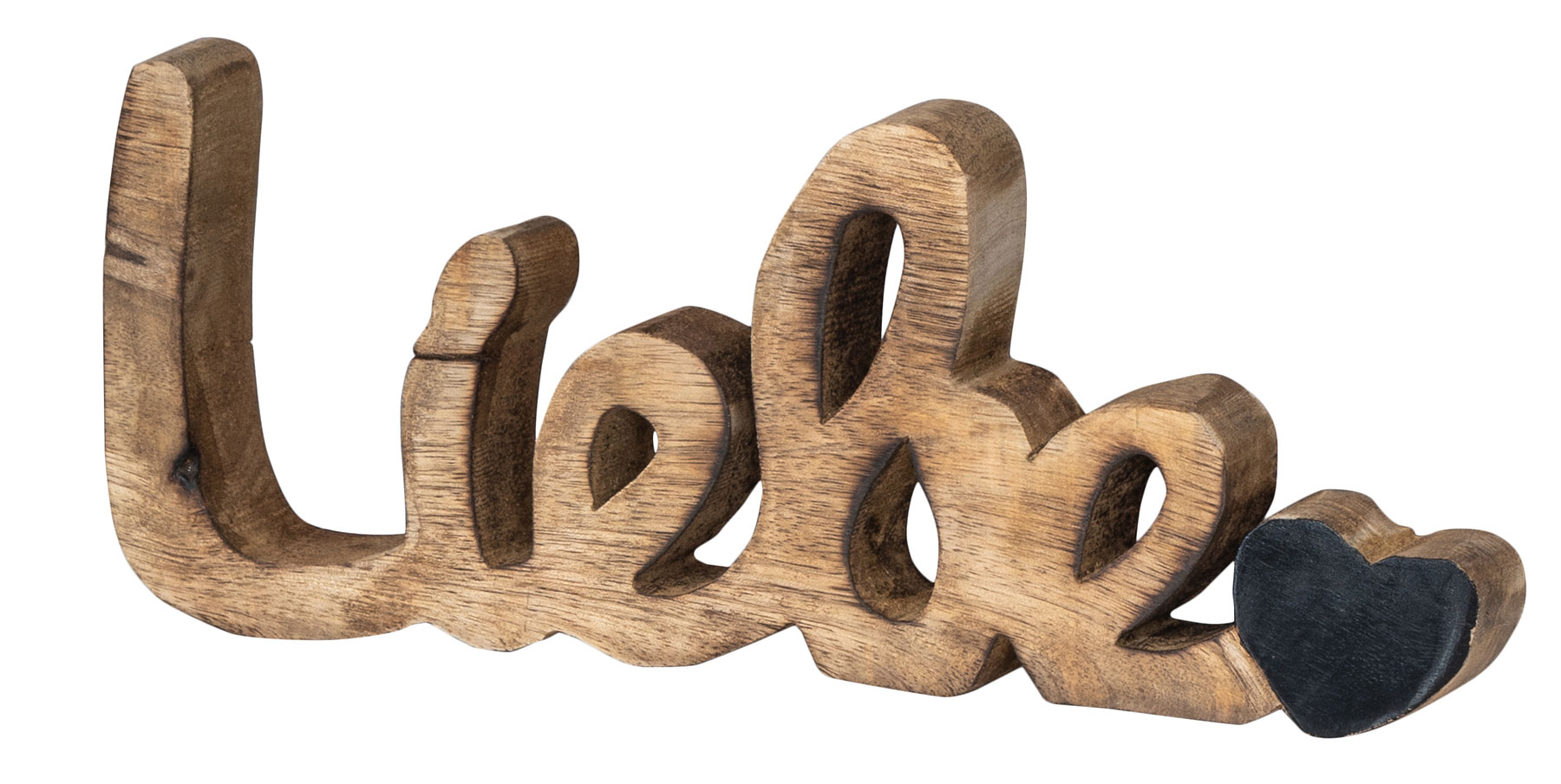 Schriftzug Liebe L26cm Mango Natur Schwarz Deko Holz Tischdeko Love Buchstaben