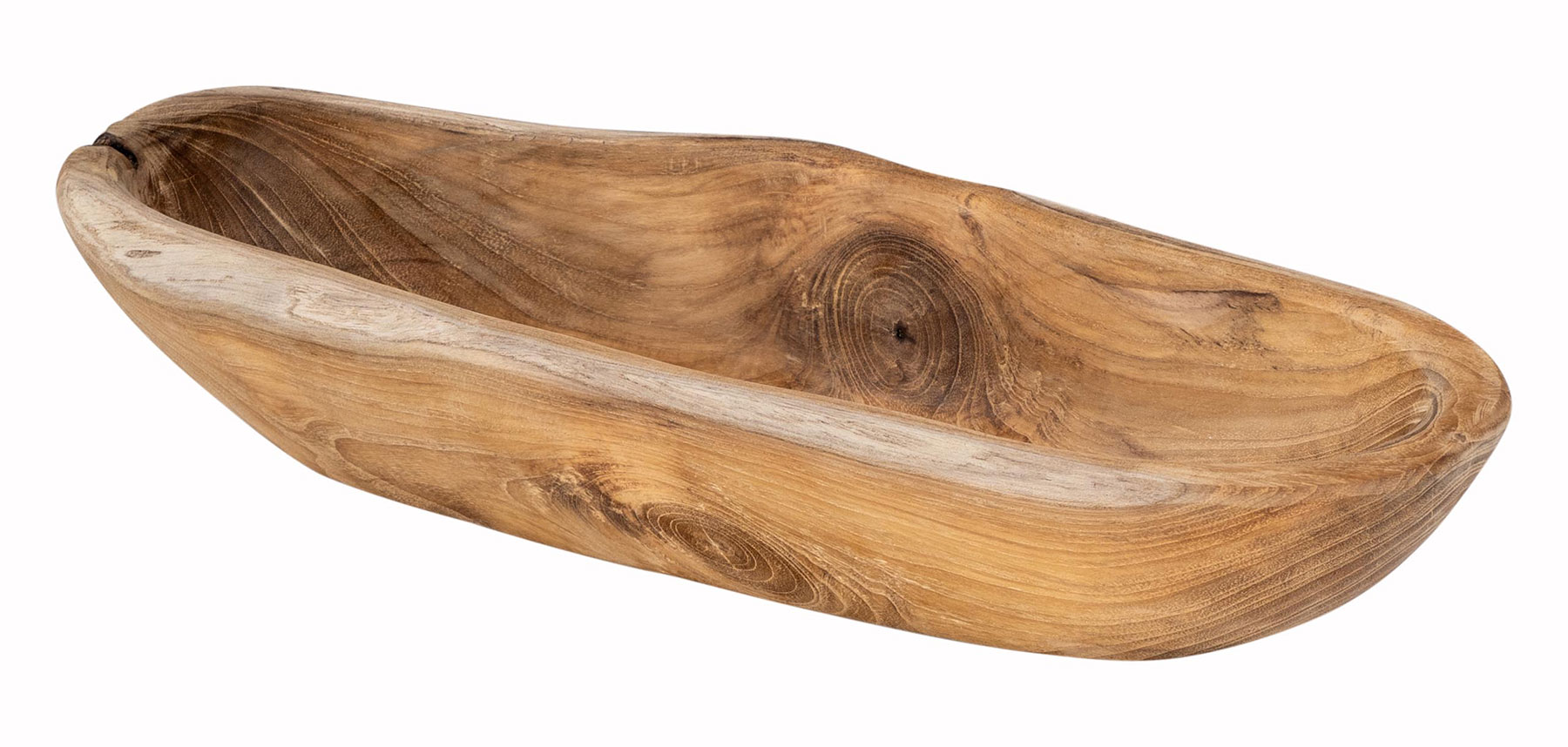 Teakholz Schale ca. L39cm Massiv Holz Obstschale Schüssel Holzschale Dekoschale