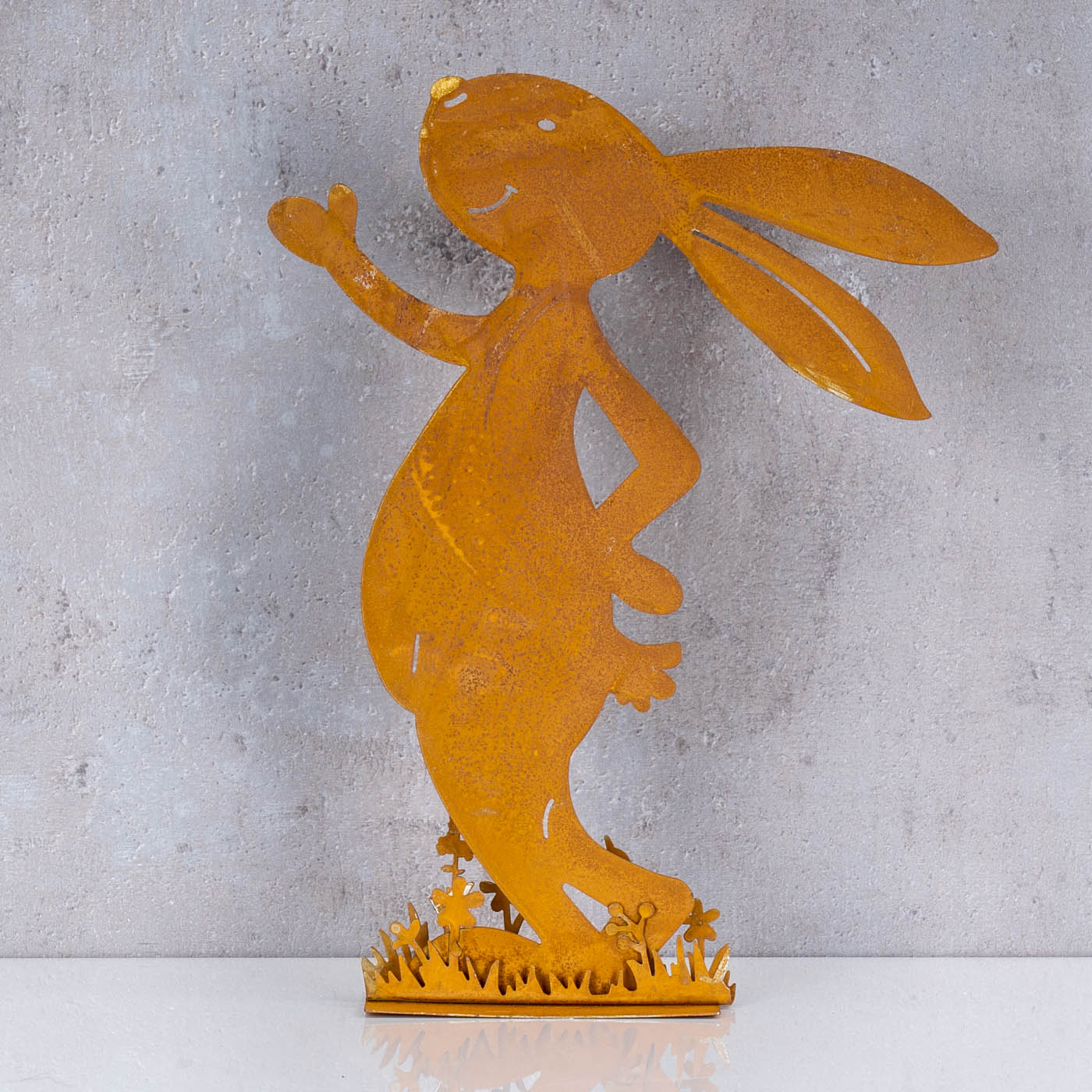 Hase H24cm Rost Metall Aufsteller Tischdeko Osterhase Figur Metalldeko Rostdeko