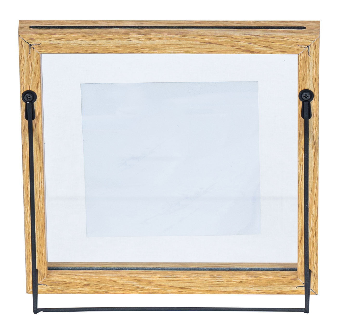 3er Set Bilderrahmen Aufsteller 10x10 Holz Eiche-Optik Metall Glas Fotorahmen