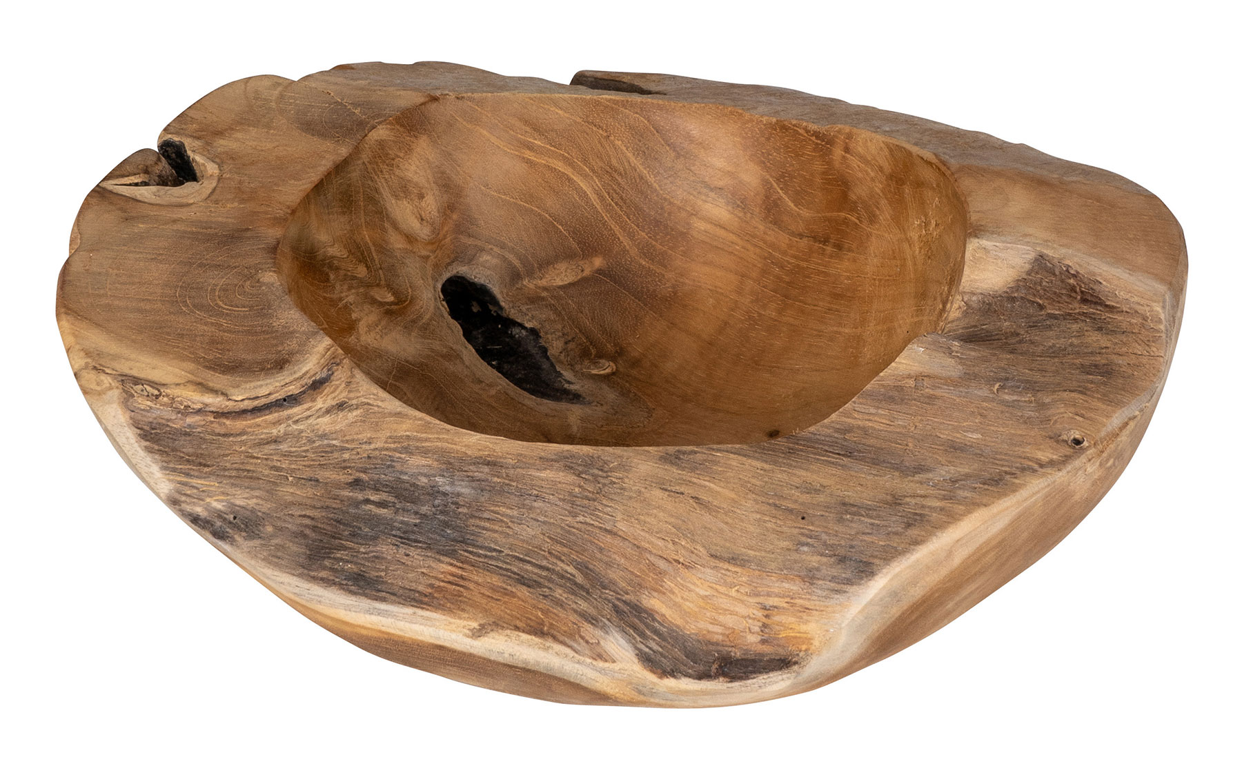 Teakholz Schale 25cm Teak Massiv Holz Obstschale Schüssel  Holzschale Dekoschale