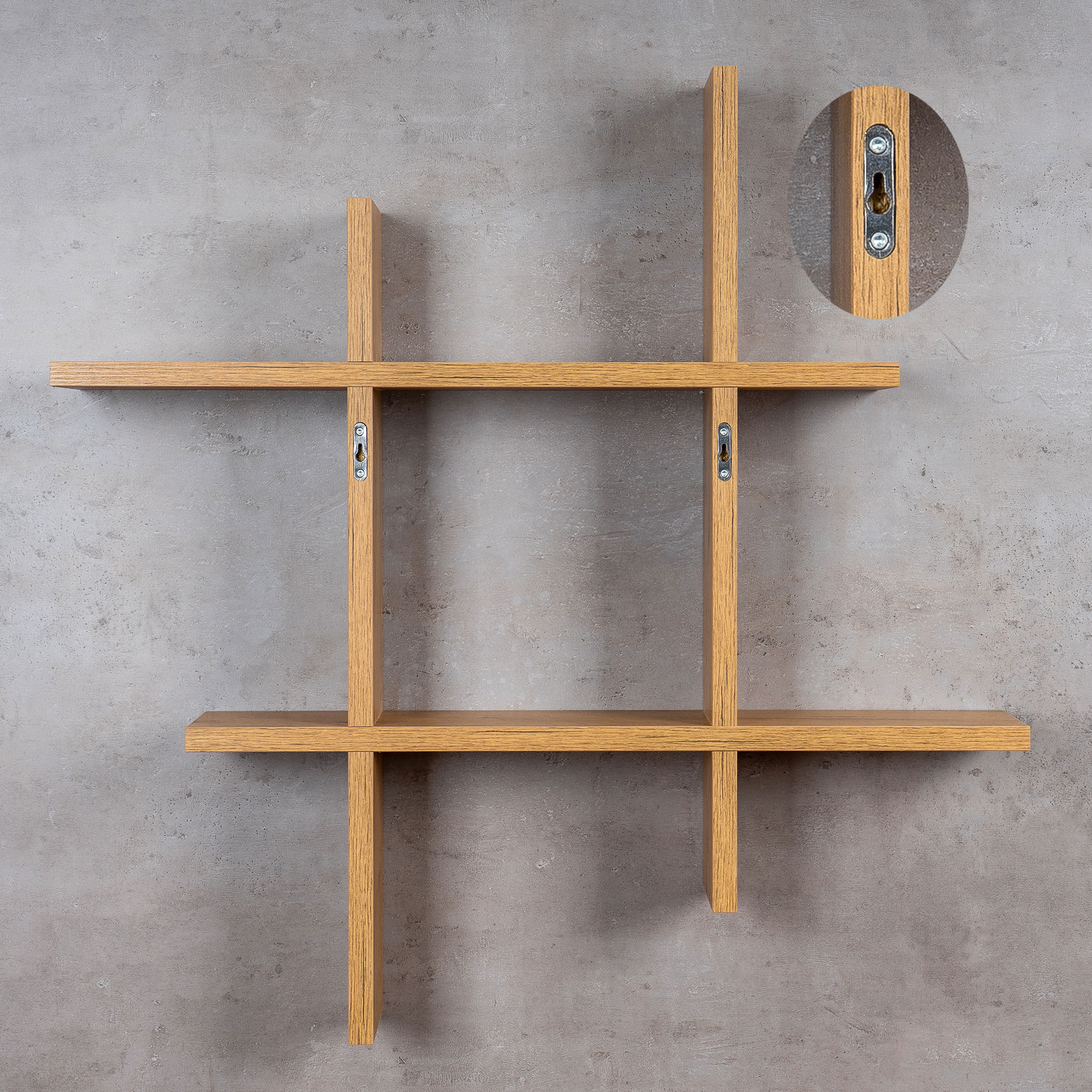 levandeo Hashtag Regal 75x75cm Wandregal Holz Wildeiche Bücherregal Hängeregal