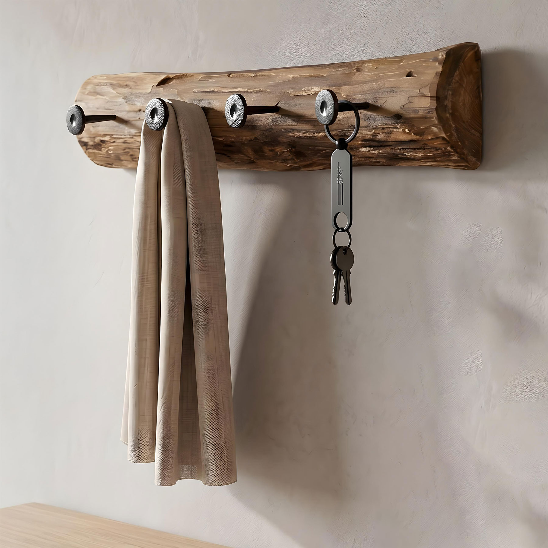 Garderobe Teak Holz 4 Haken L50cm Hakenleiste Recyclingholz Wanddeko Natur Deko