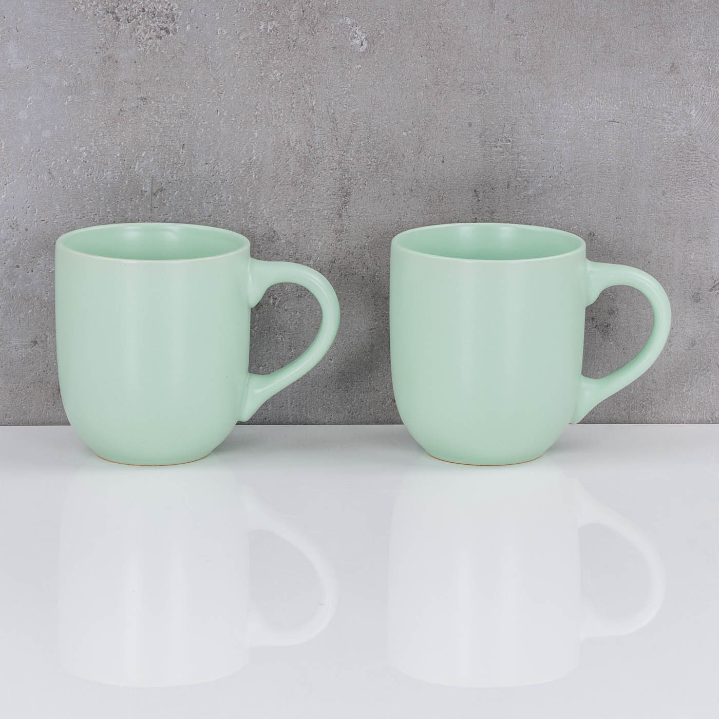 4er Set Steingut Tassen 300ml Pastellgrün Grün Kaffeetasse Kaffeebecher Design