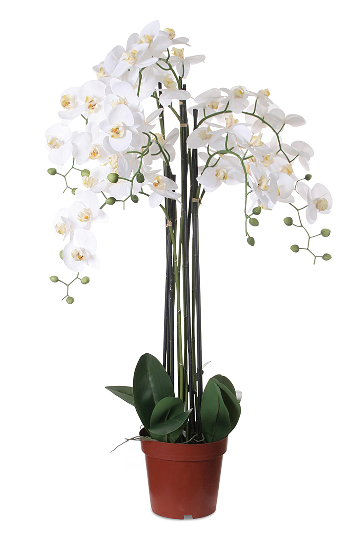 Weiße Orchidee 115cm Pflanze Kunstblume Kunstpflanze Dekoration Blume