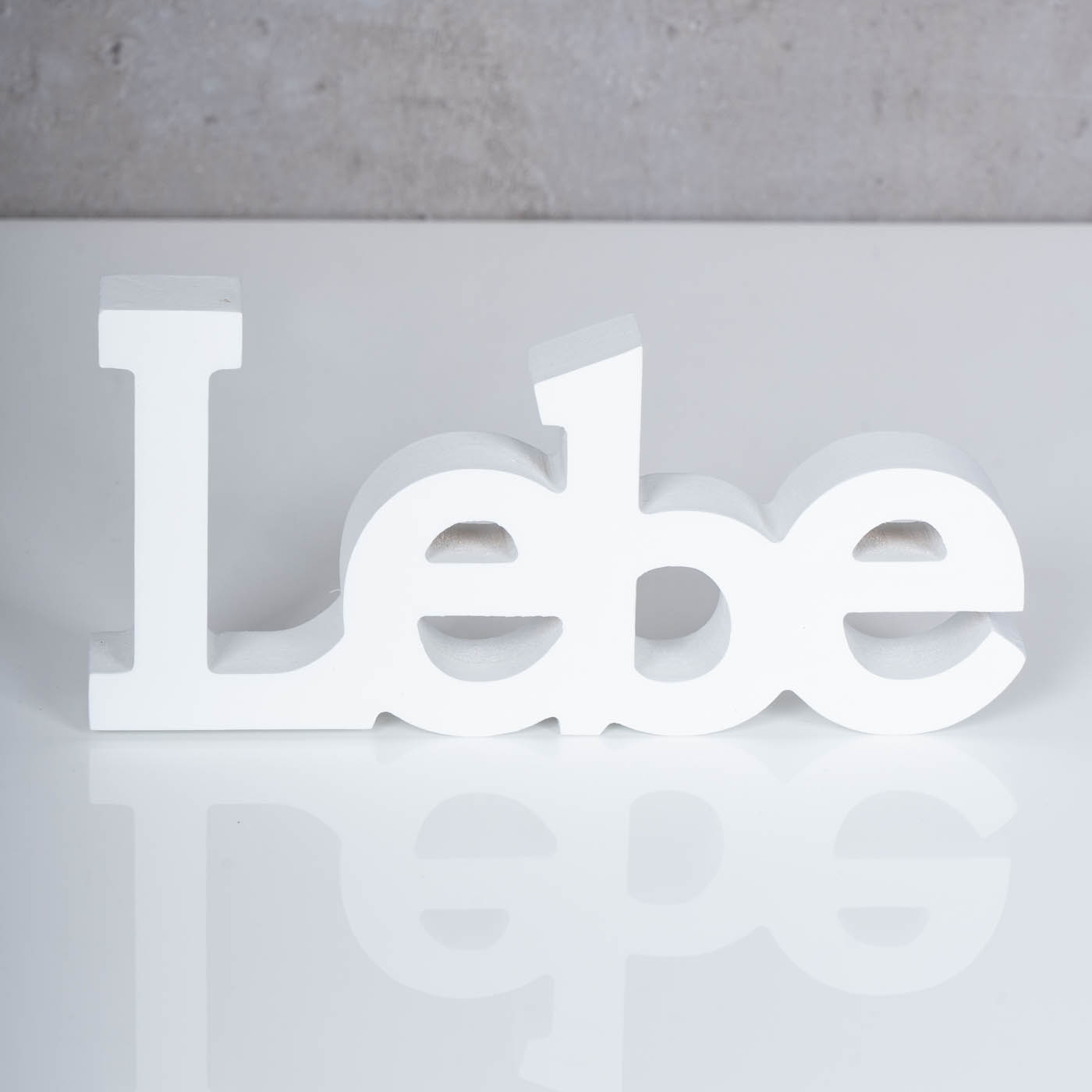 3er Set Schriftzug Holz Lebe Liebe Lache Weiß Aufsteller Deko Tischdeko