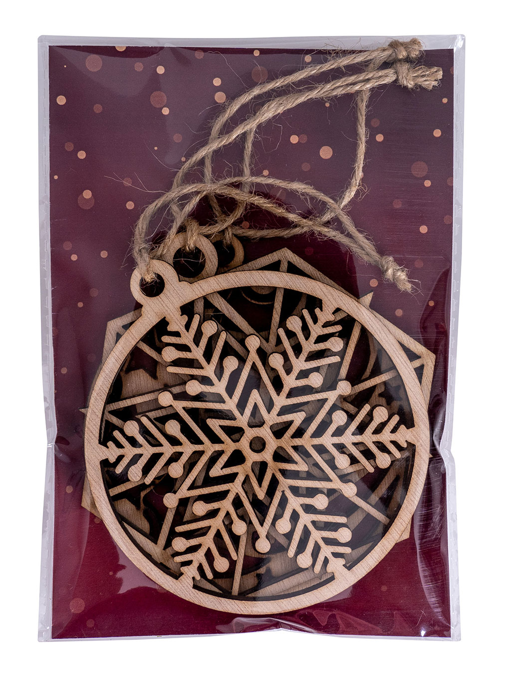 3er Set Deko-Anhänger Weihnachten Holz Birkenholz Schneeflocke Kugel Baumschmuck