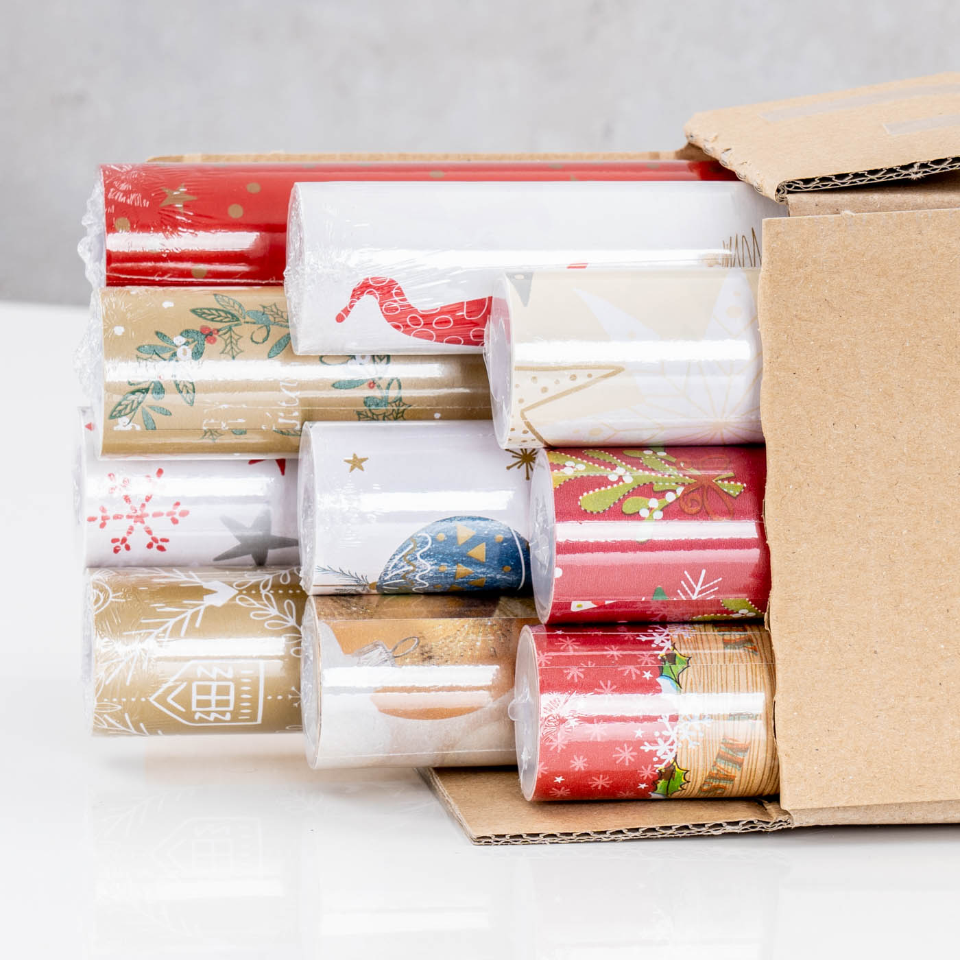 10er Set Geschenkpapier 70x200cm Bunt Advent Weihnachten Weihnachtspapier Sterne