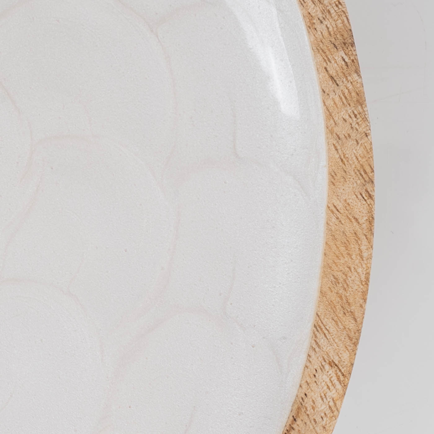 Deko Teller 20cm Mango Holz Creme Perlmutt Emaille Snacks Schale Tischdeko