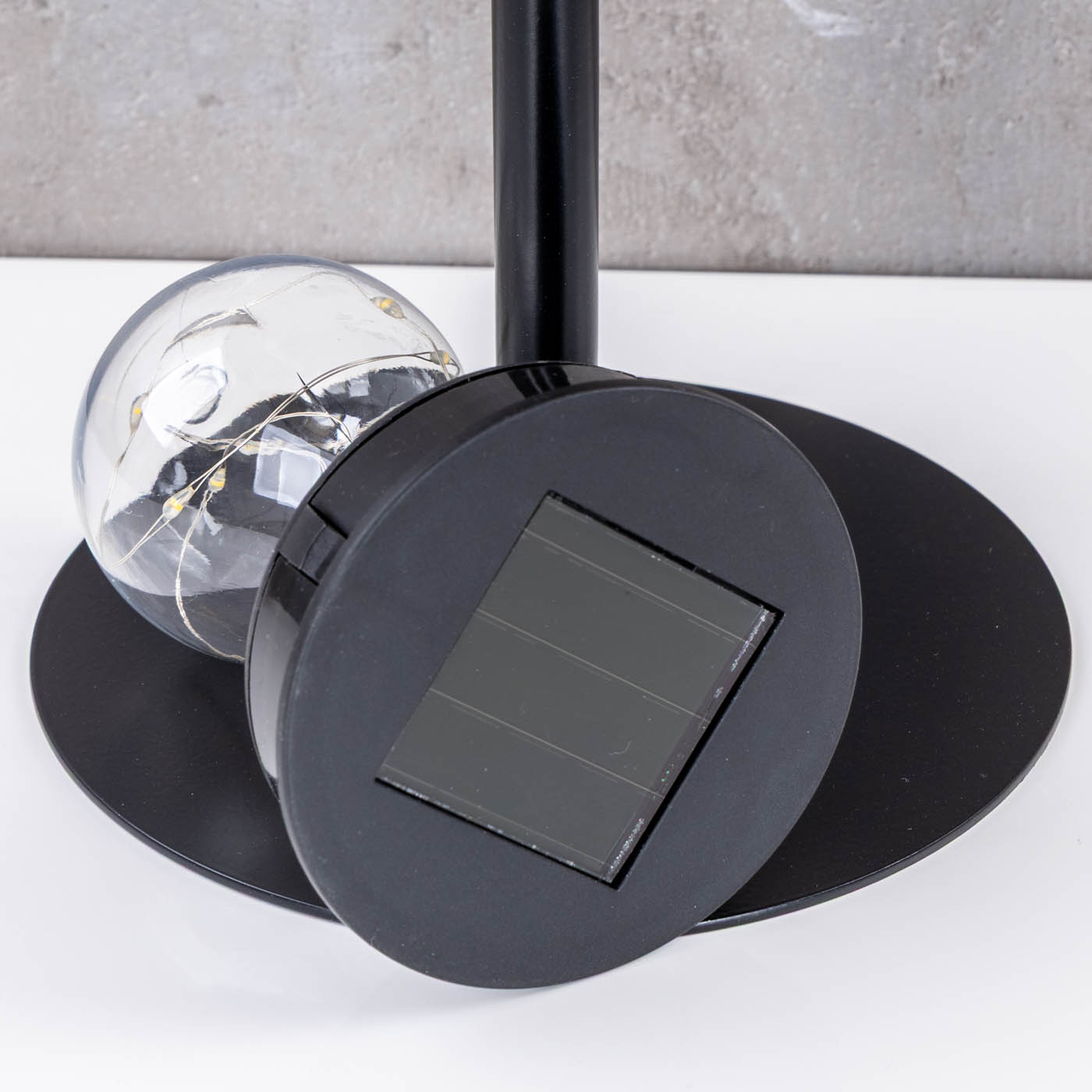 Solar Tischlampe Rattanoptik H34cm Natur Schwarz Lampe Leuchte Dekolampe Tischdeko
