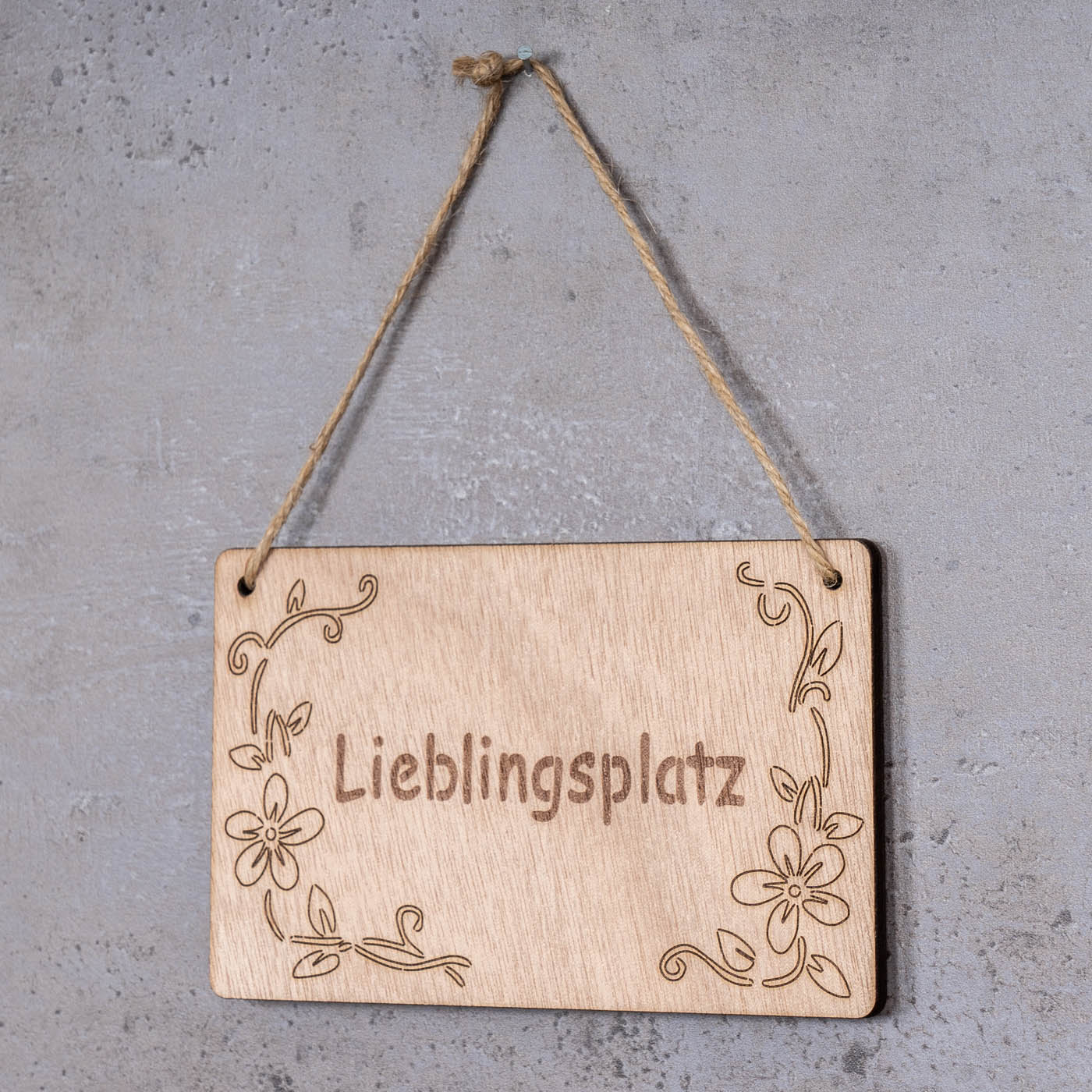 Schild Lieblingsplatz 13x8cm Birkenholz Holzschild Blumen Deko Holz Anhänger