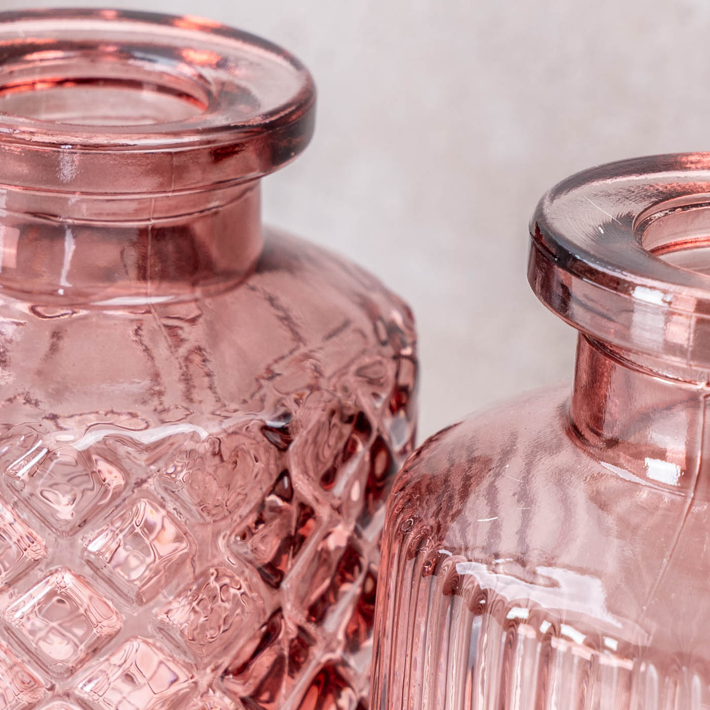 2er Set Vase H14cm Rosa Glas Blumenvase Tischdeko Frühling Blumendeko Glasvase
