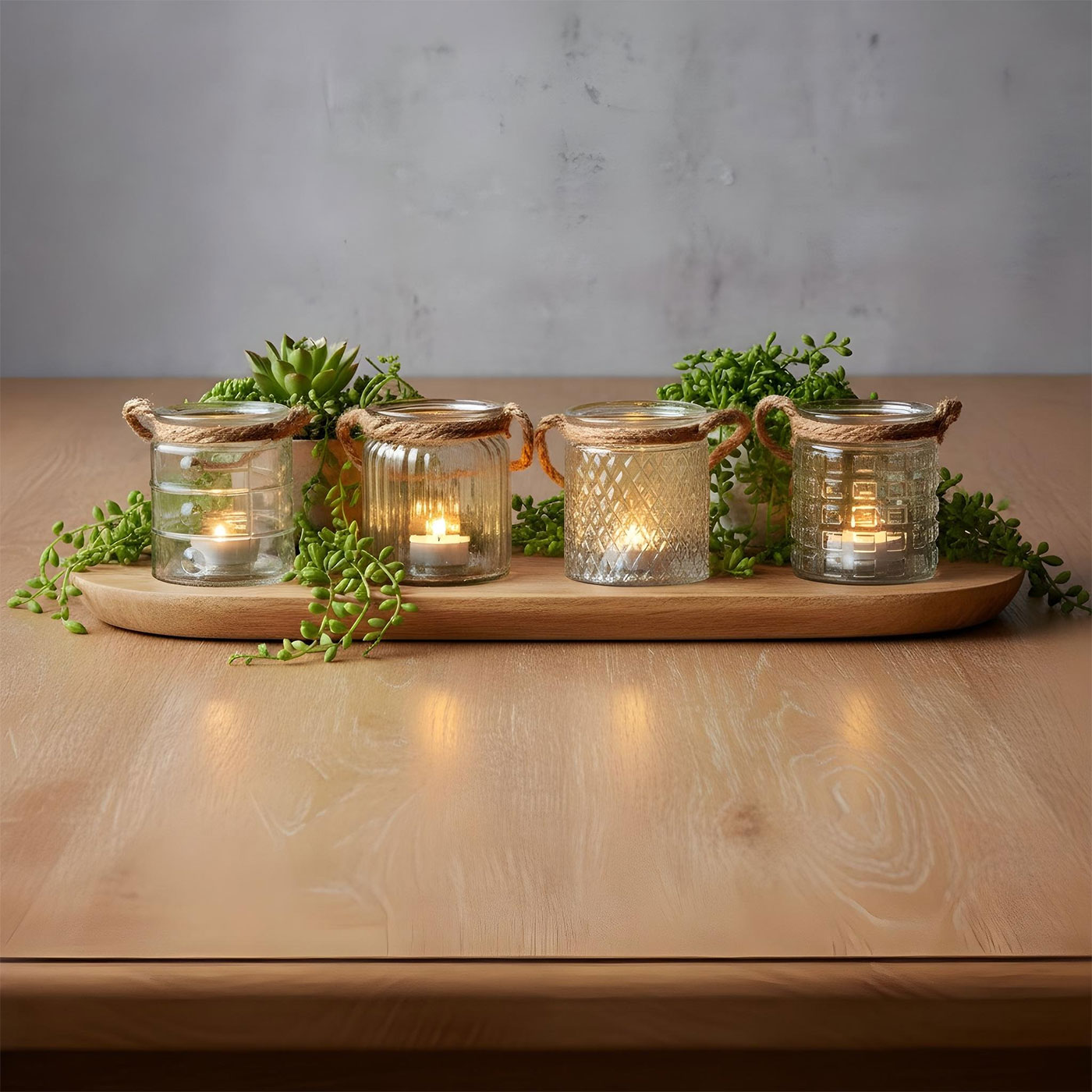 4er Set Windlicht Klar Glas H10cm Teelichthalter Tischdeko Kerzen Deko Retro