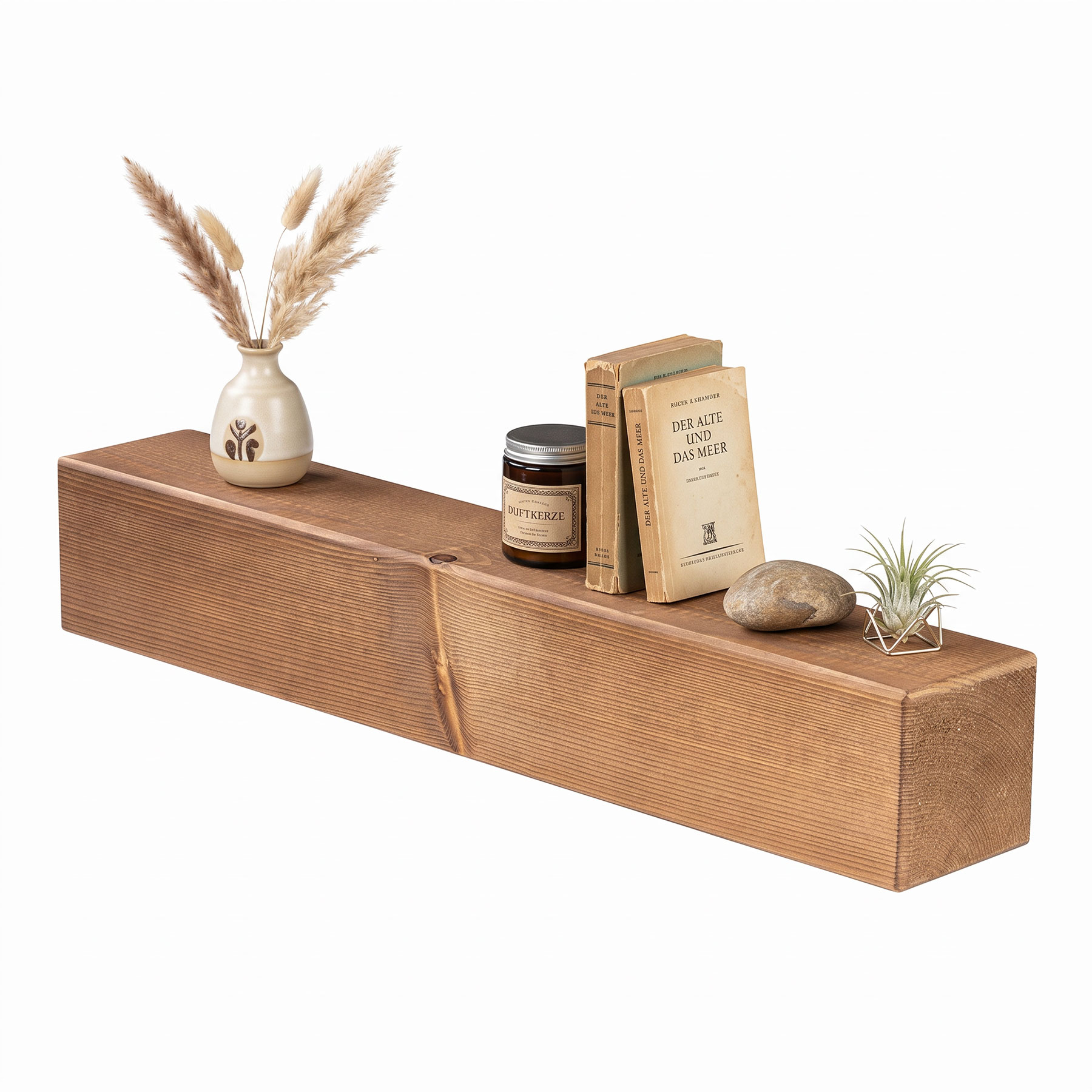 levandeo Wandregal Holz Massiv 60x10cm Eiche Farbig Wandboard Regal Vintage