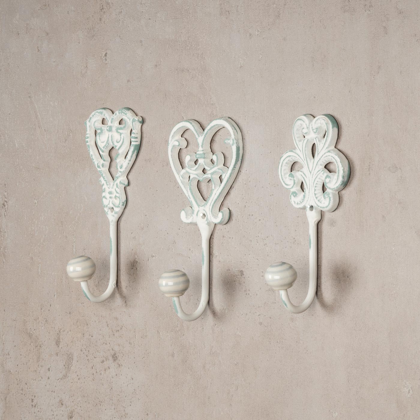 3er Set Haken Wandhaken Wandgarderobe Garderobe Eisen Shabby Chic Vintage