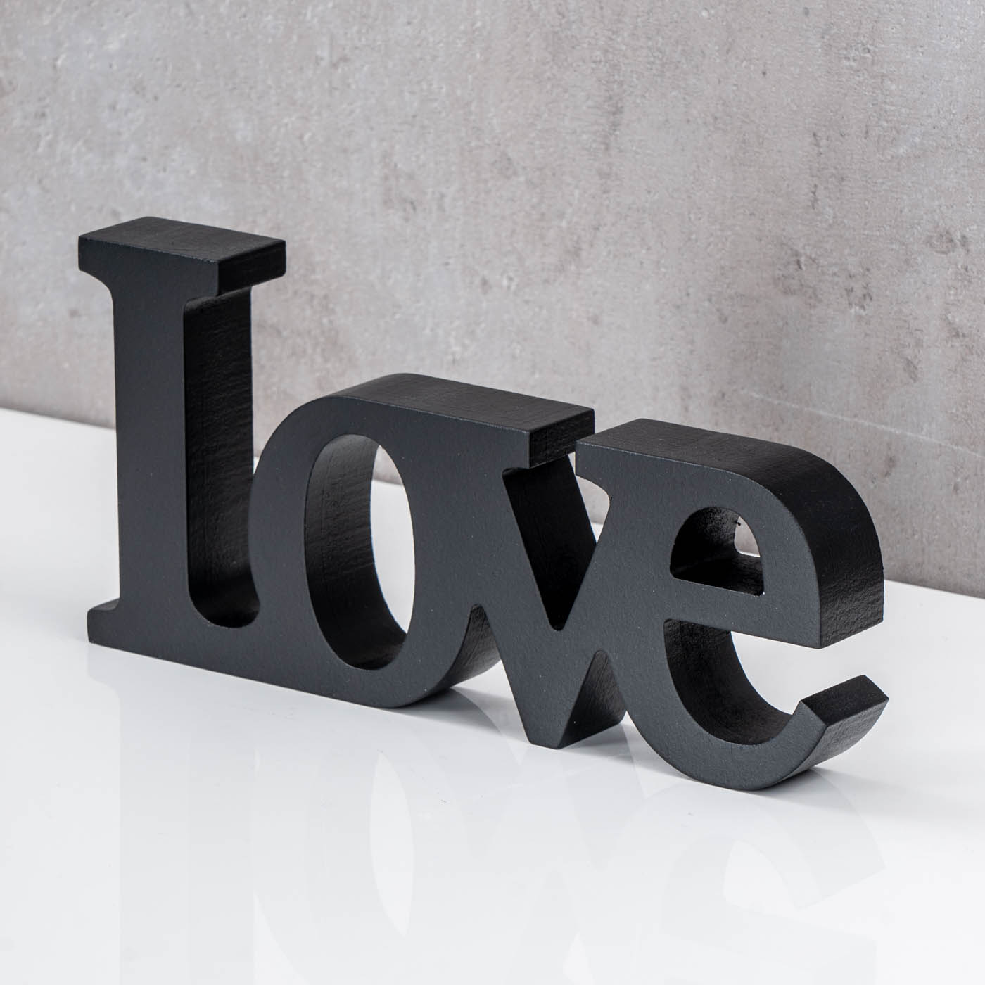 Love Home Relax Schriftzug Schwarz MDF Holz Deko Aufsteller Tischdeko Wohnkultur