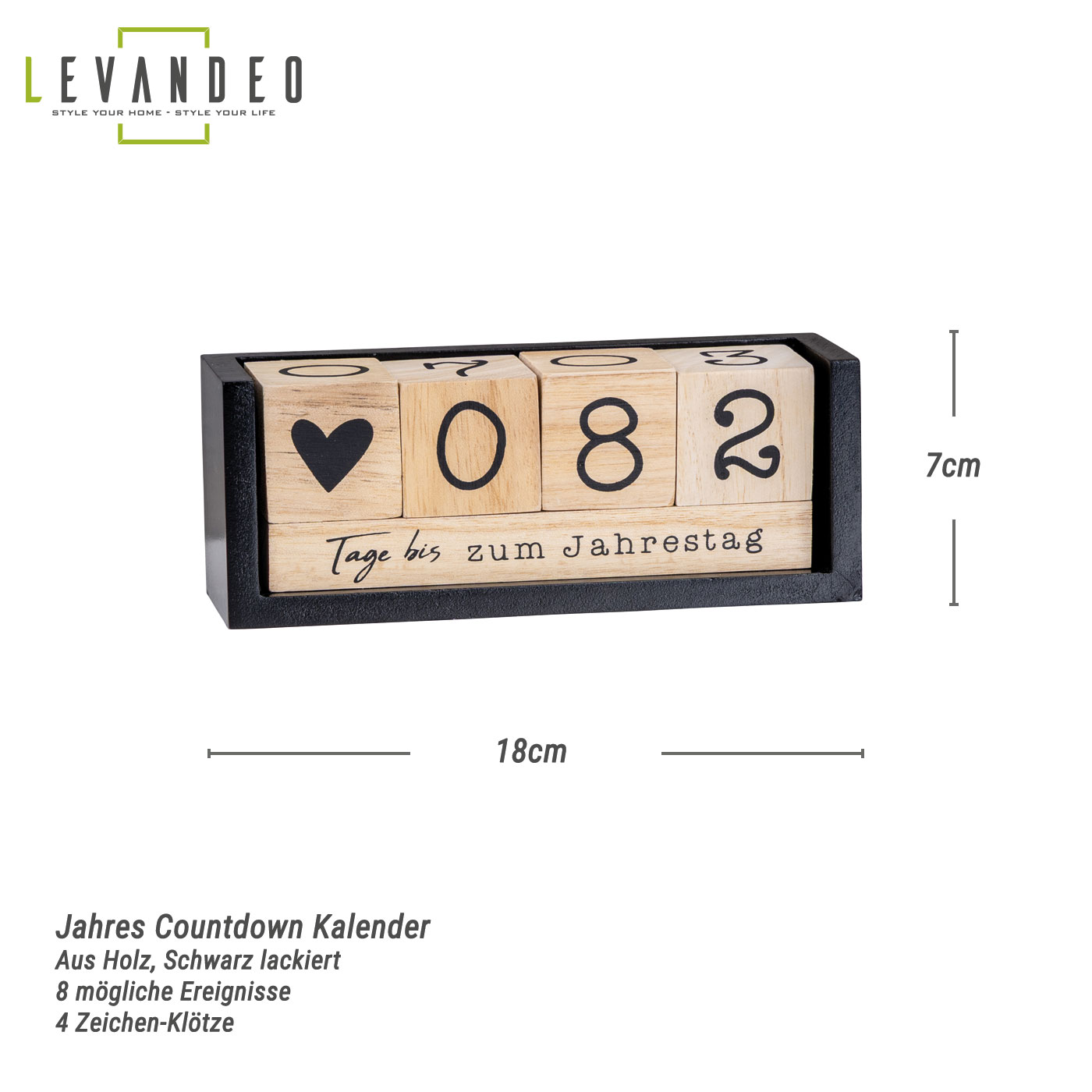Würfel Countdown Kalender Holz Natur Schwarz Holzkalender Tischkalender Event