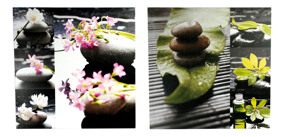 2 Wandbilder Set Lotusblüten Feng Shui Wellness 2er Set Bild