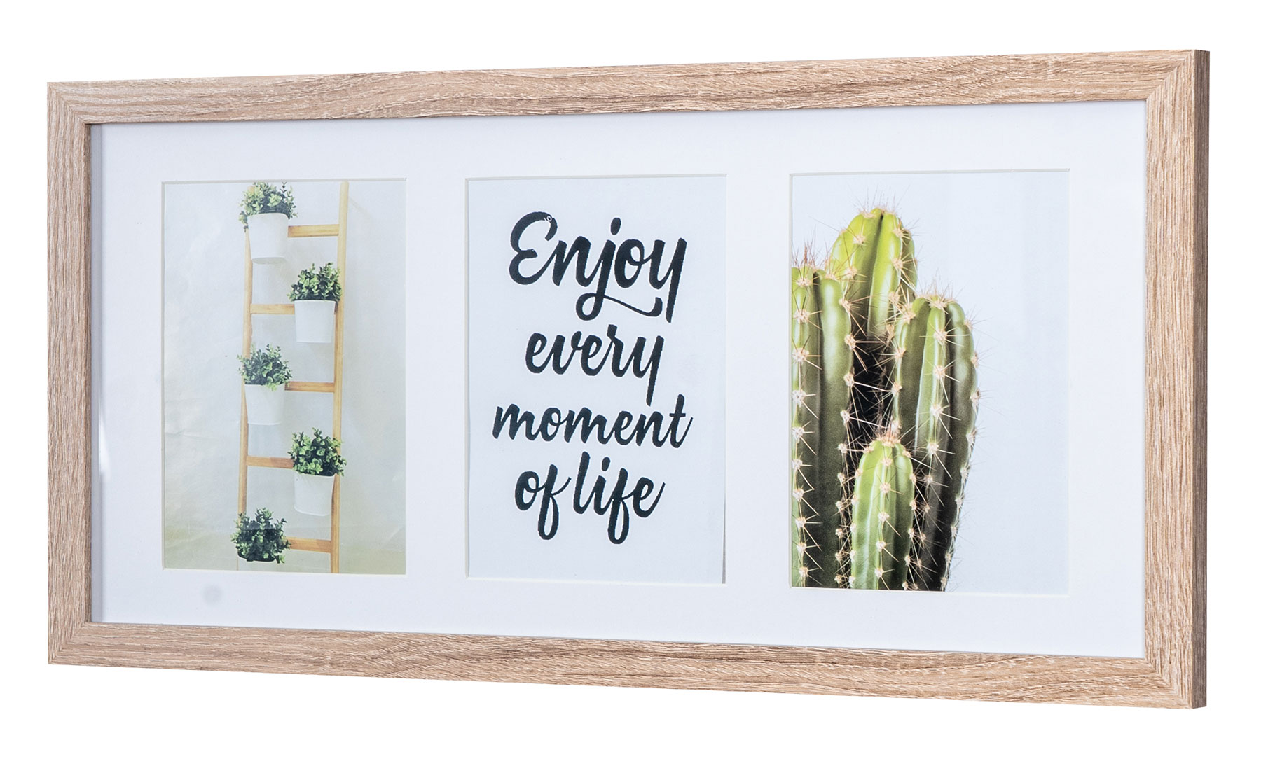 Bilderrahmen für 3 Fotos 13x18cm Eiche gekälkt Holz MDF Portrait Glasscheibe