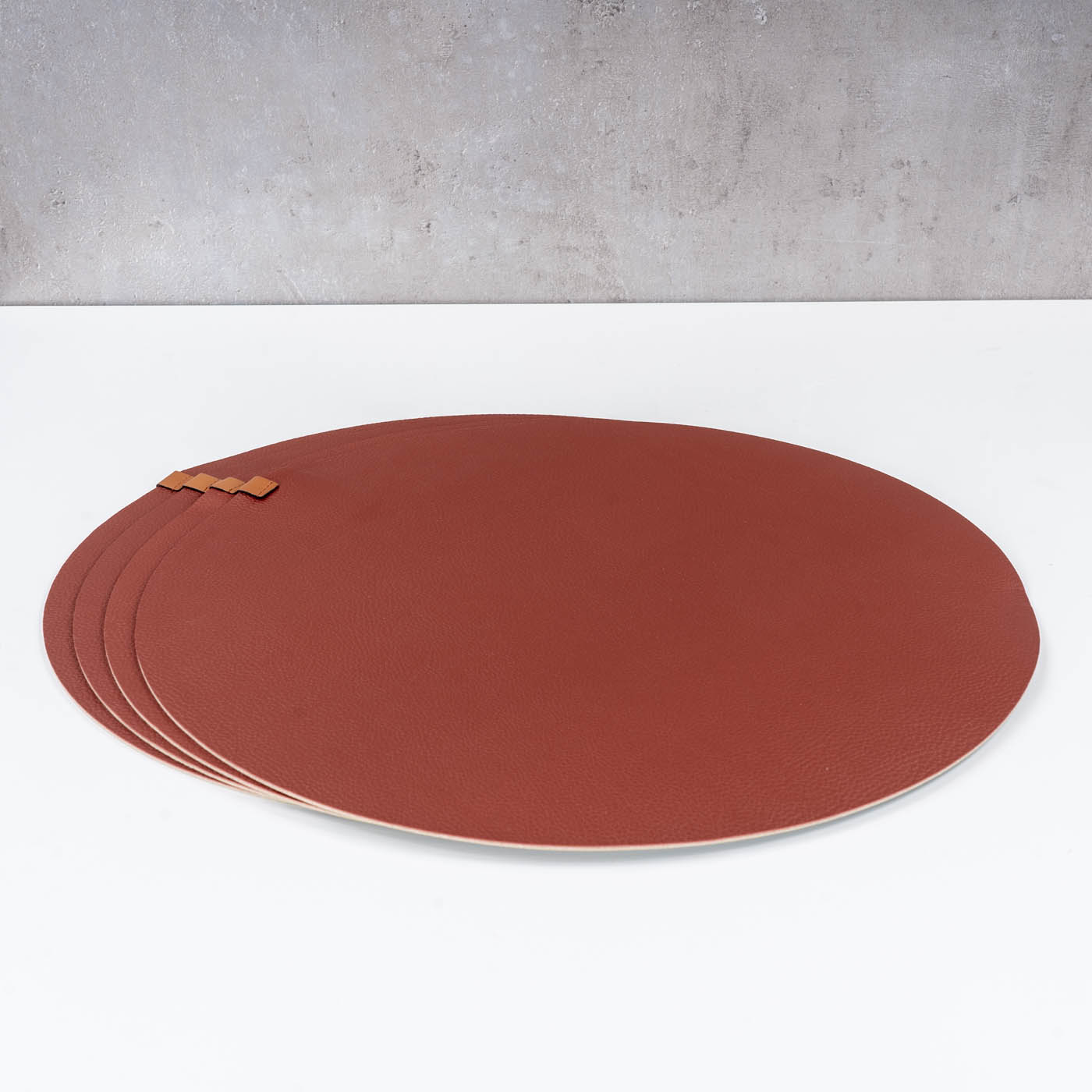 4er Set Platzset Tischsets 38cm Rund Grün Rot Lederoptik Beidseitig Tischdeko