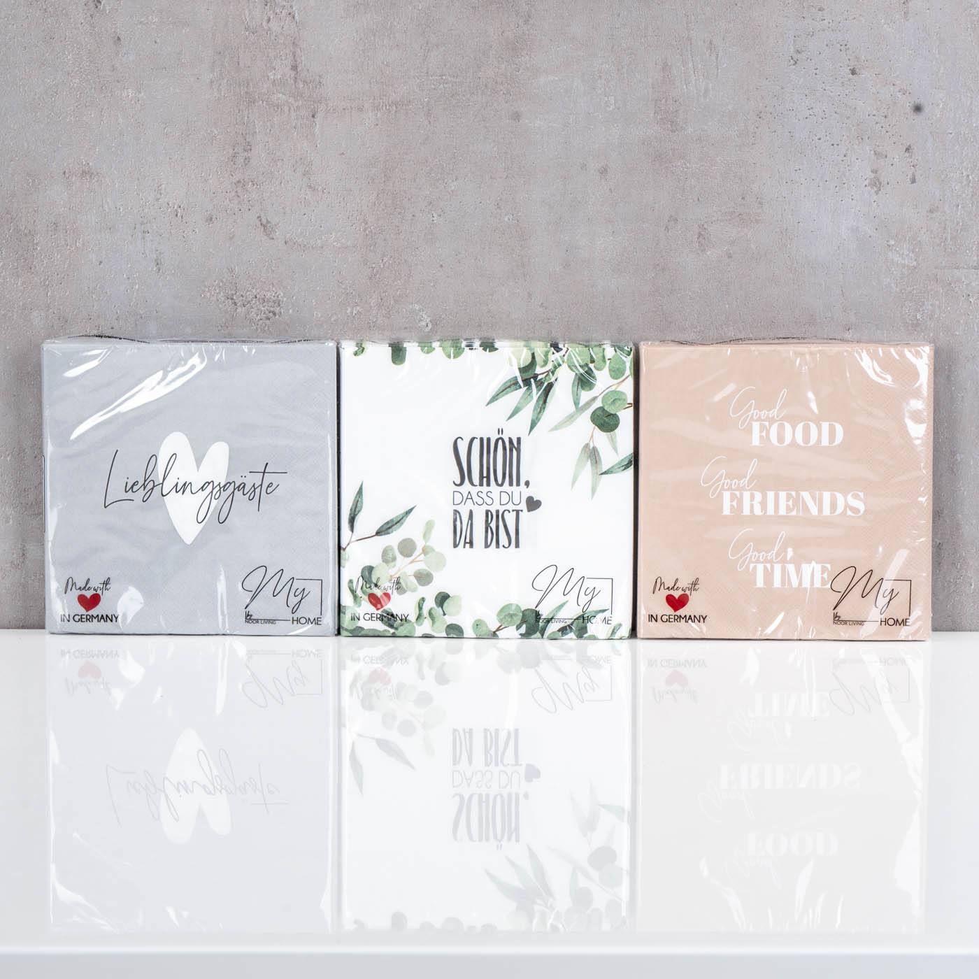 3er Set Servietten je 20 Stück Lieblingsgäste 33x33cm FSC 3-lagig Tischdeko