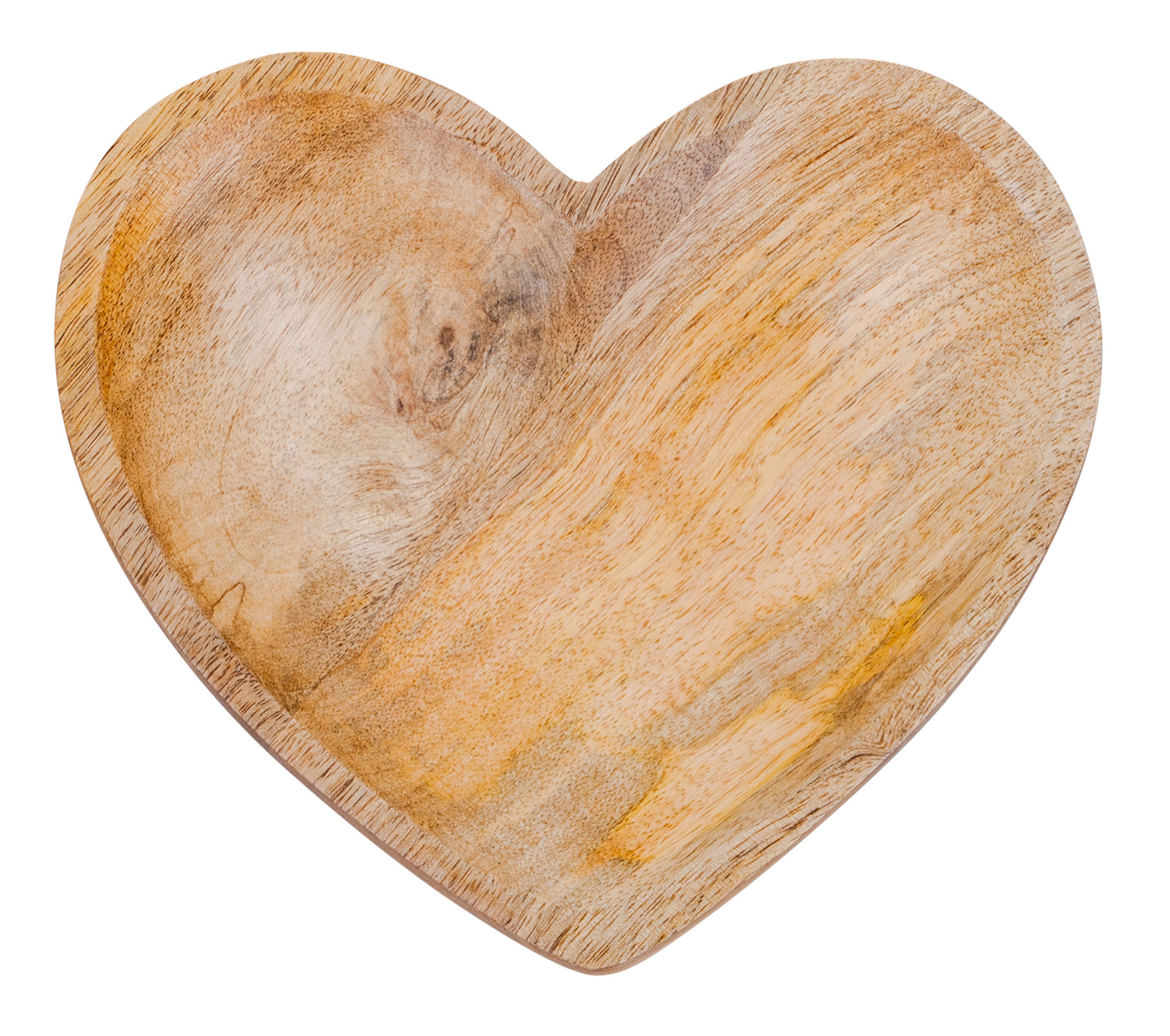 Deko-Teller Herz 18x16cm Mangoholz Holzteller Holzschale Herzform Tischdeko Natur