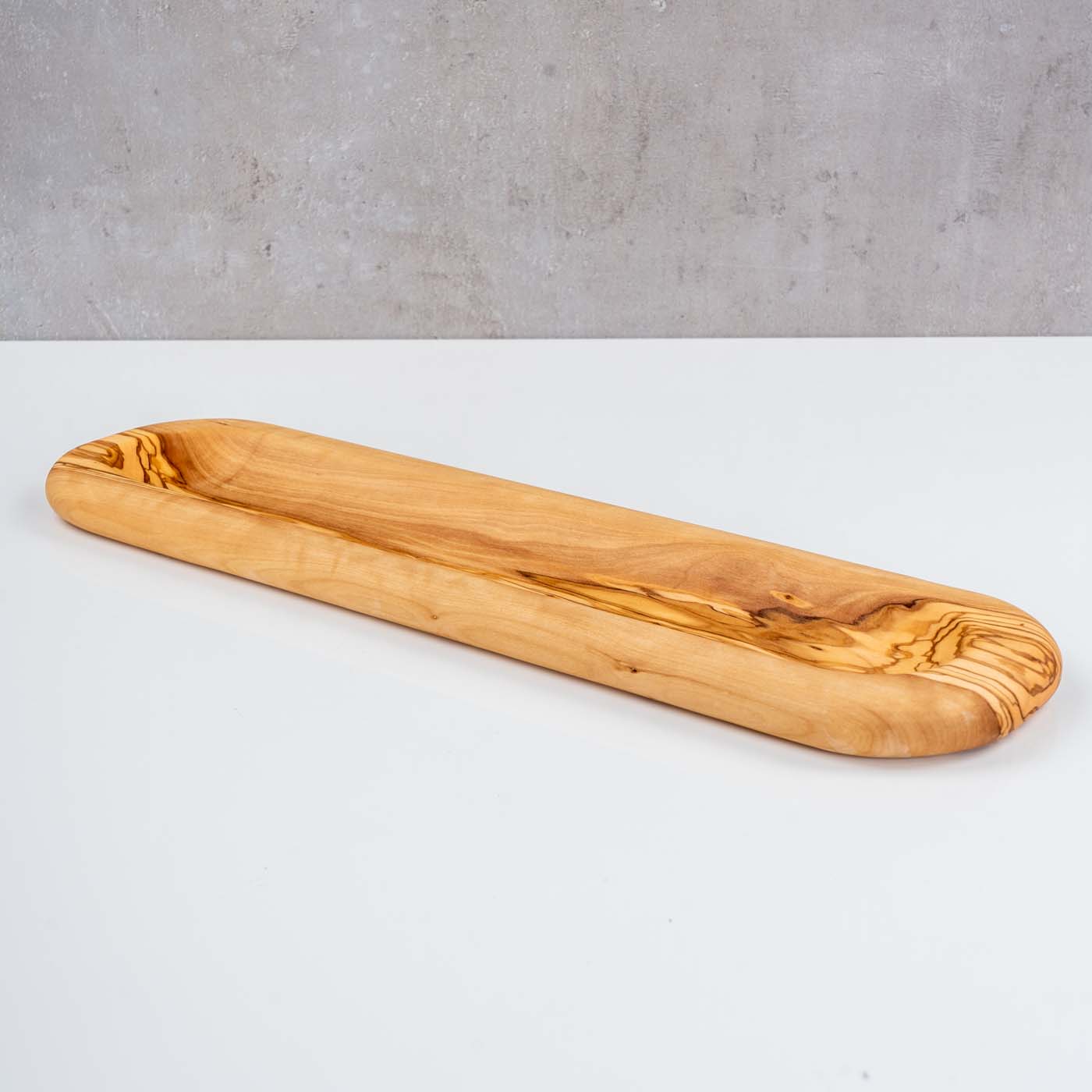Tablett Holz 43x12cm Olivenholz Ablage Natur Unikat Organizer Küche Tischdeko