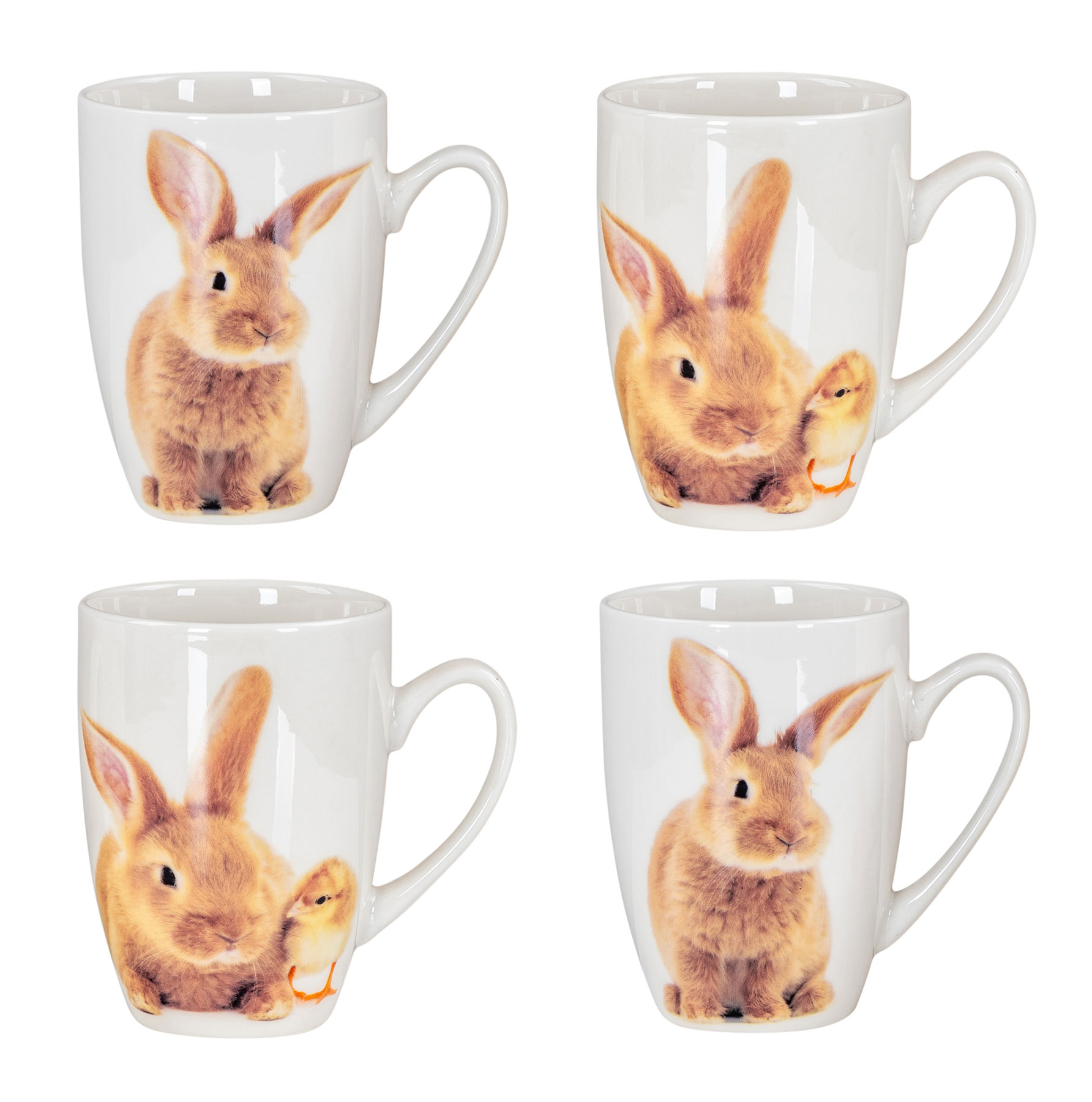 4er Set Kaffeetasse Ostern Hase Porzellan 340ml Kaffeepott Tasse Osterbecher