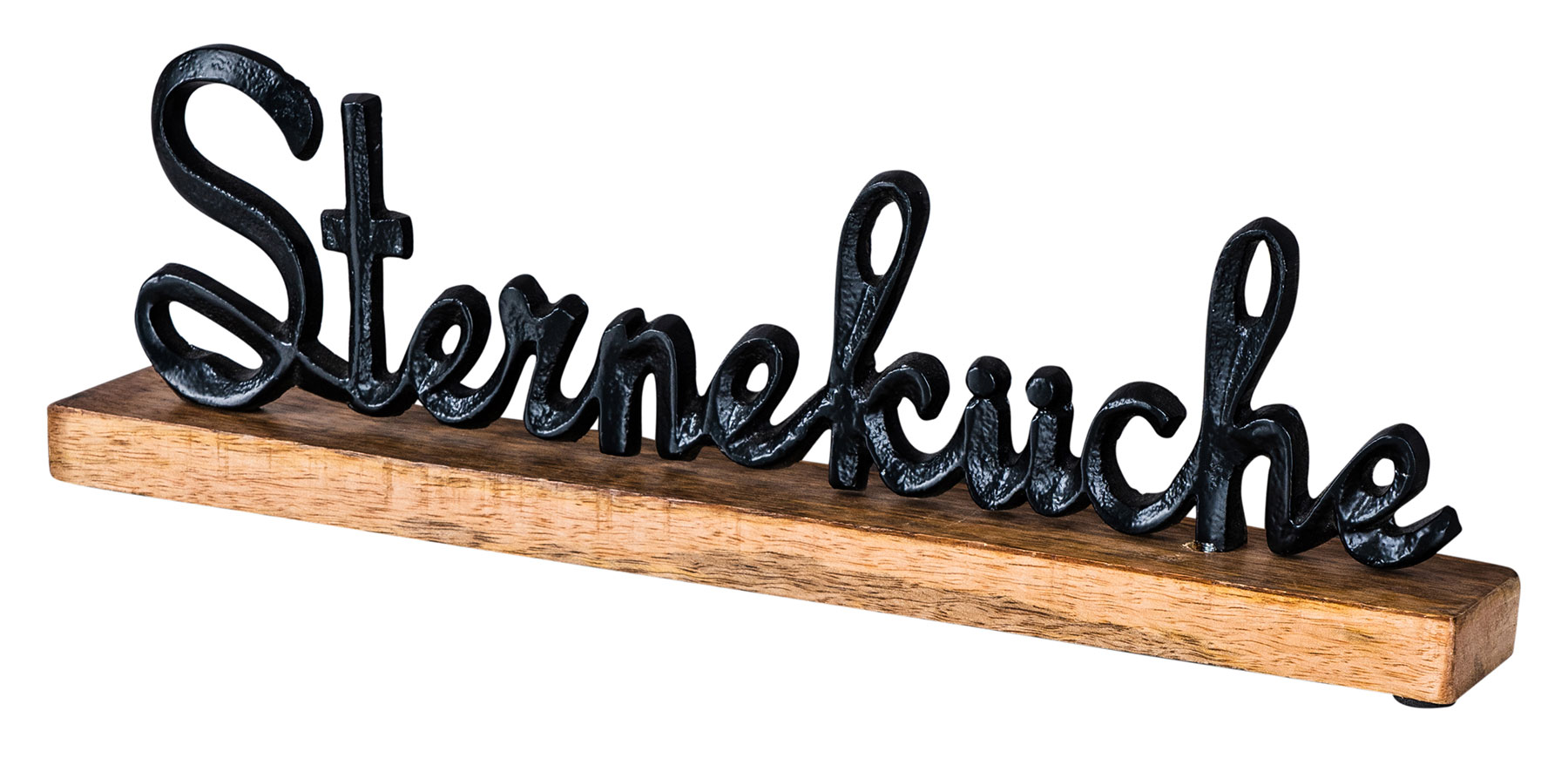 Sterneküche Schriftzug L40cm Metall Schwarz Mango Holz Tischdeko Deko Aufsteller