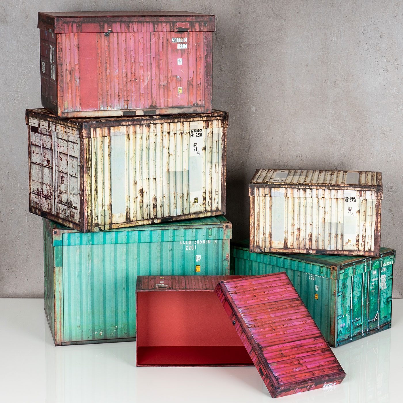 Aufbewahrungsbox 6er Set Boxen Aufbewahrung Geschenkbox Container Industrial