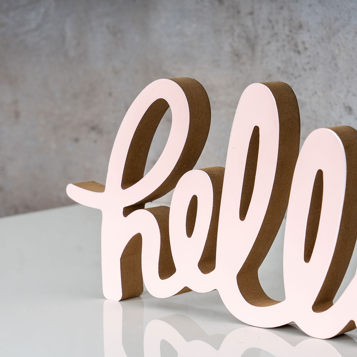 Schriftzug Hello L30cm Pastell Rosa Holz Tischdeko Deko Aufsteller Wohndeko