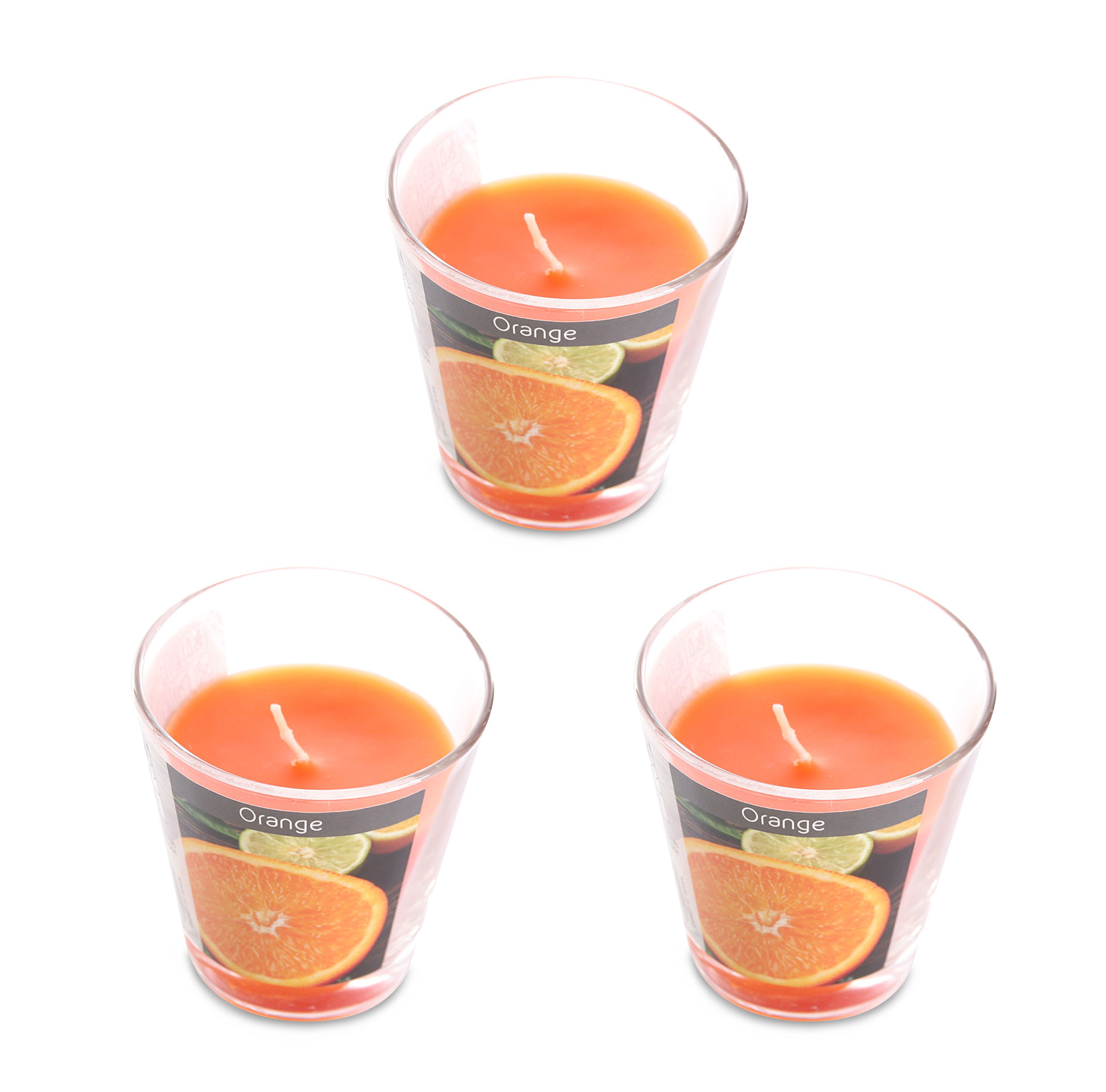 levandeo 3er Set Duftkerzen im Glas 9cm Hoch Orange Kerze Windlicht Deko