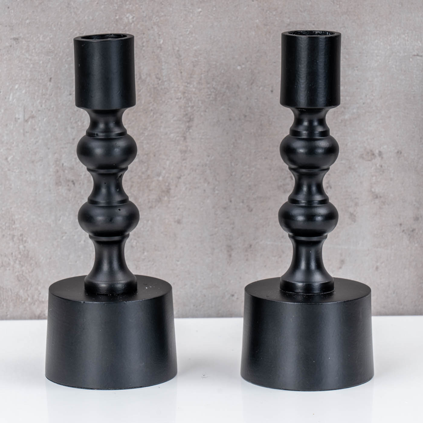 2er Set Kerzenhalter Schwarz Stabkerzen H17cm Metall Kerzenständer Tischdeko