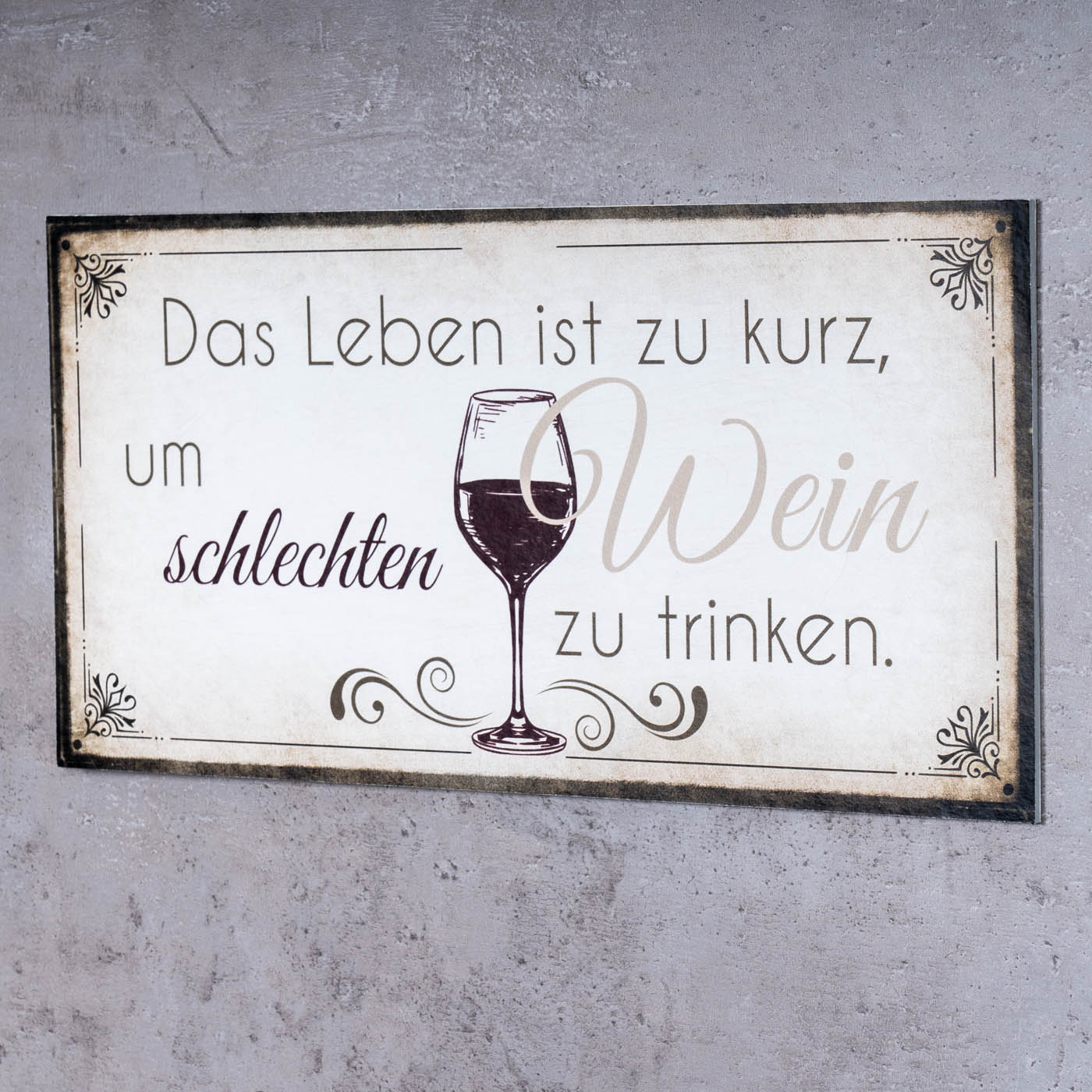 Wandbild 40x20cm Wein Spruch Küche Küchendeko Deko Wandschild Bild Wanddeko