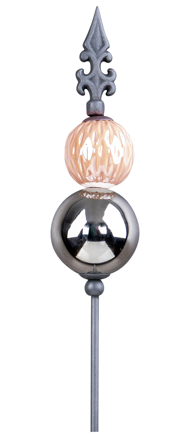 Gartenstecker Lilie Metall Stab 120cm Keramik Rosa Silber Beetstecker Gartendeko