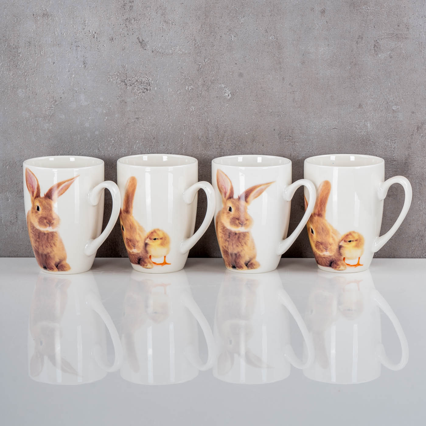 4er Set Kaffeetasse Ostern Hase Porzellan 340ml Kaffeepott Tasse Osterbecher