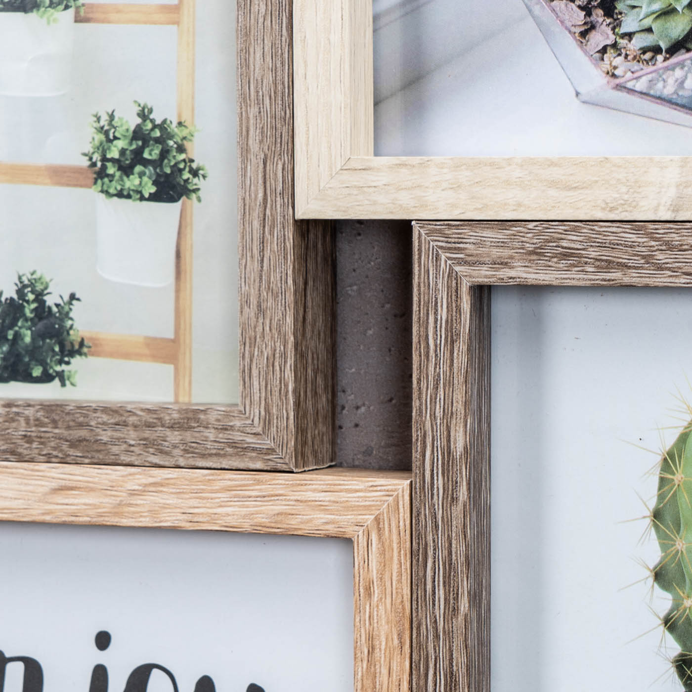 Bilderrahmen 6 Fotos 10x15 Fotorahmen Natur Eiche Holz Glas Wanddeko Fotogalerie
