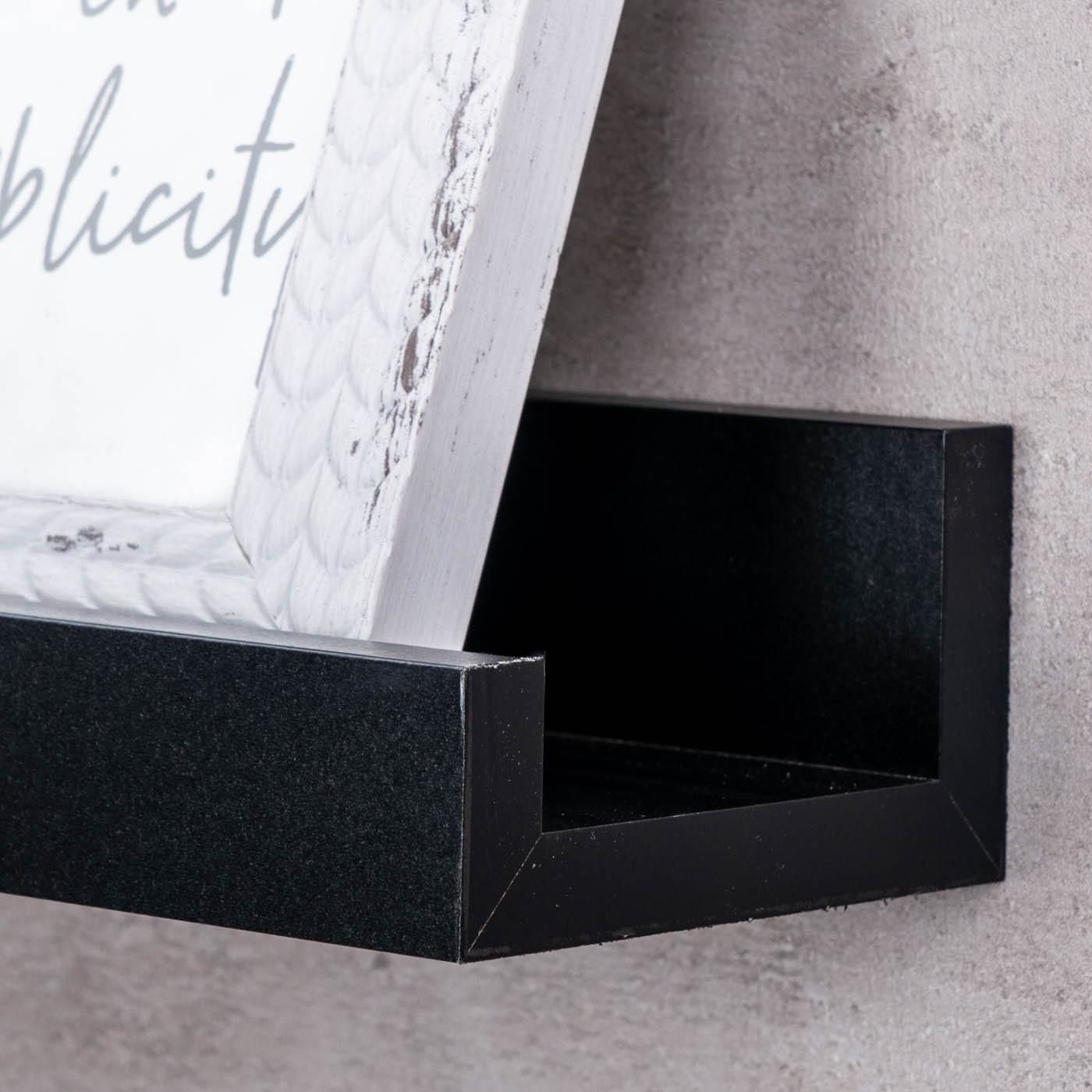 Bilderleiste L40cm Schwarz MDF Holz Wandregal Kurz Wanddeko Hängeregal Dekoregal