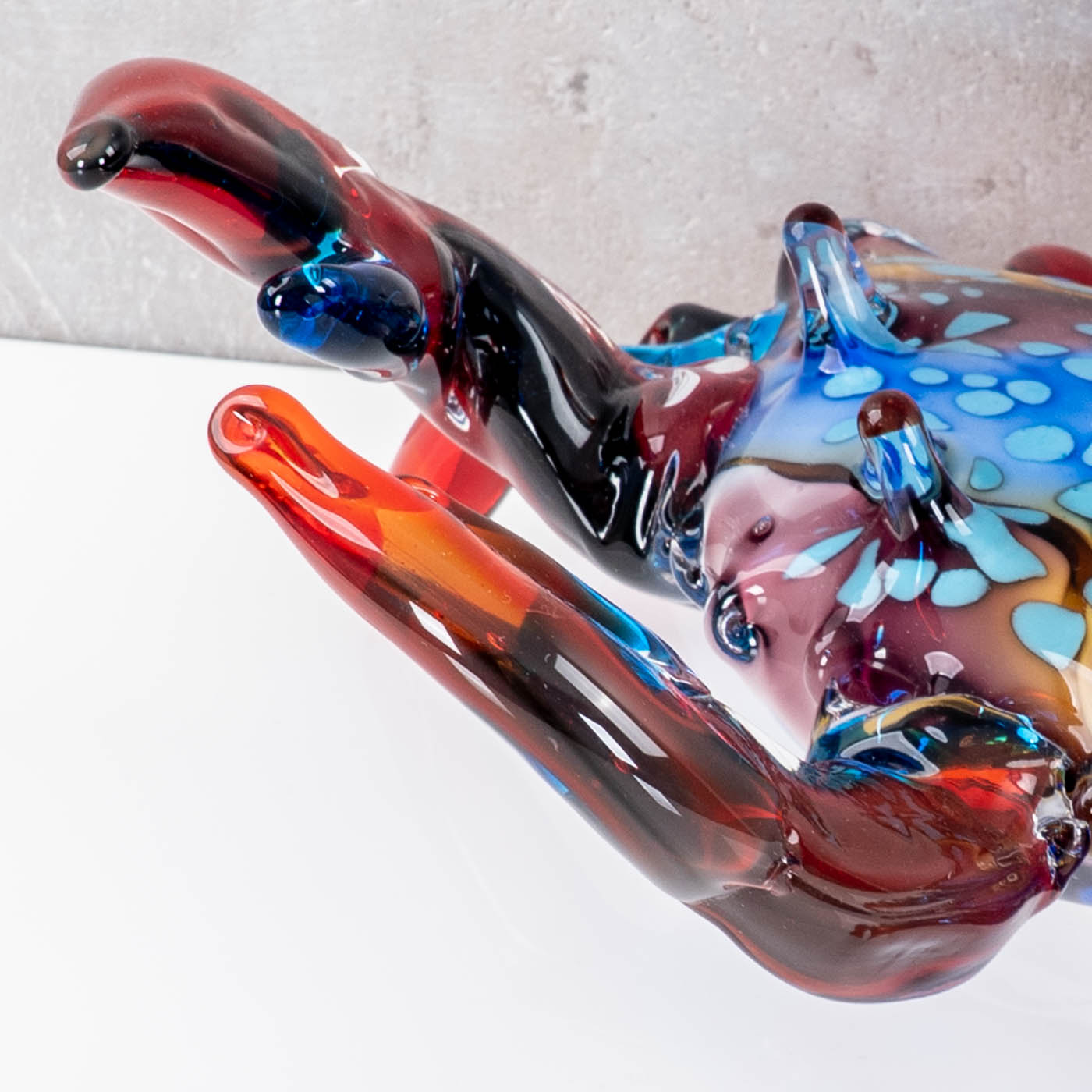 Krabbe Glasfigur 24x13cm Design Skulptur Krebs Handarbeit Glas Deko Unikat