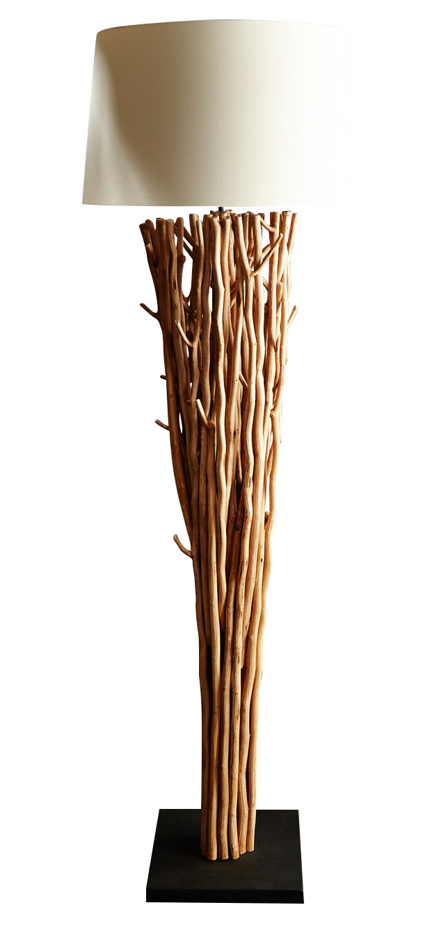 Lampe Stehlampe 175cm Holz Natur Beige Holzlampe Unikat Treibholz Leuchte