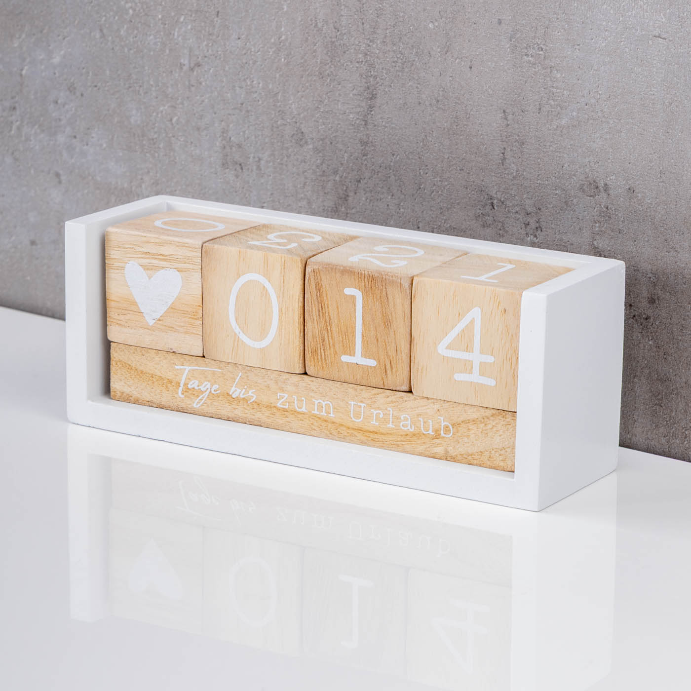 Würfel Countdown Kalender Holz Natur Weiß Holzkalender Tischkalender Event
