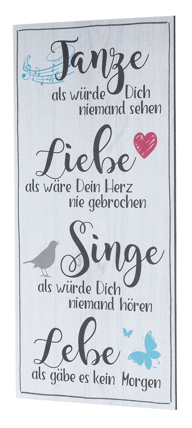 Wandbild 20x40cm Tanze Liebe Singe Lebe Spruch Wandschild Wanddeko Bild Schild