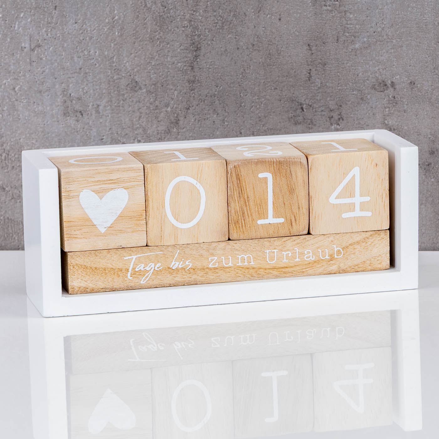 Würfel Countdown Kalender Holz Natur Weiß Holzkalender Tischkalender Event