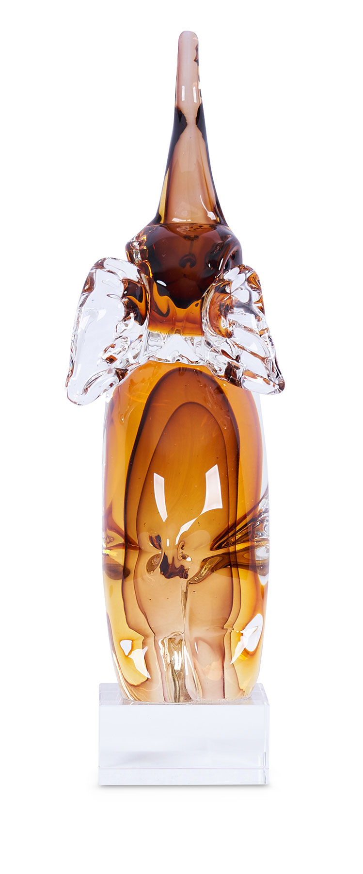Designer Skulptur Elefant H36cm Glas Glasdeko Rot Orange Deko Unikat Geschenk