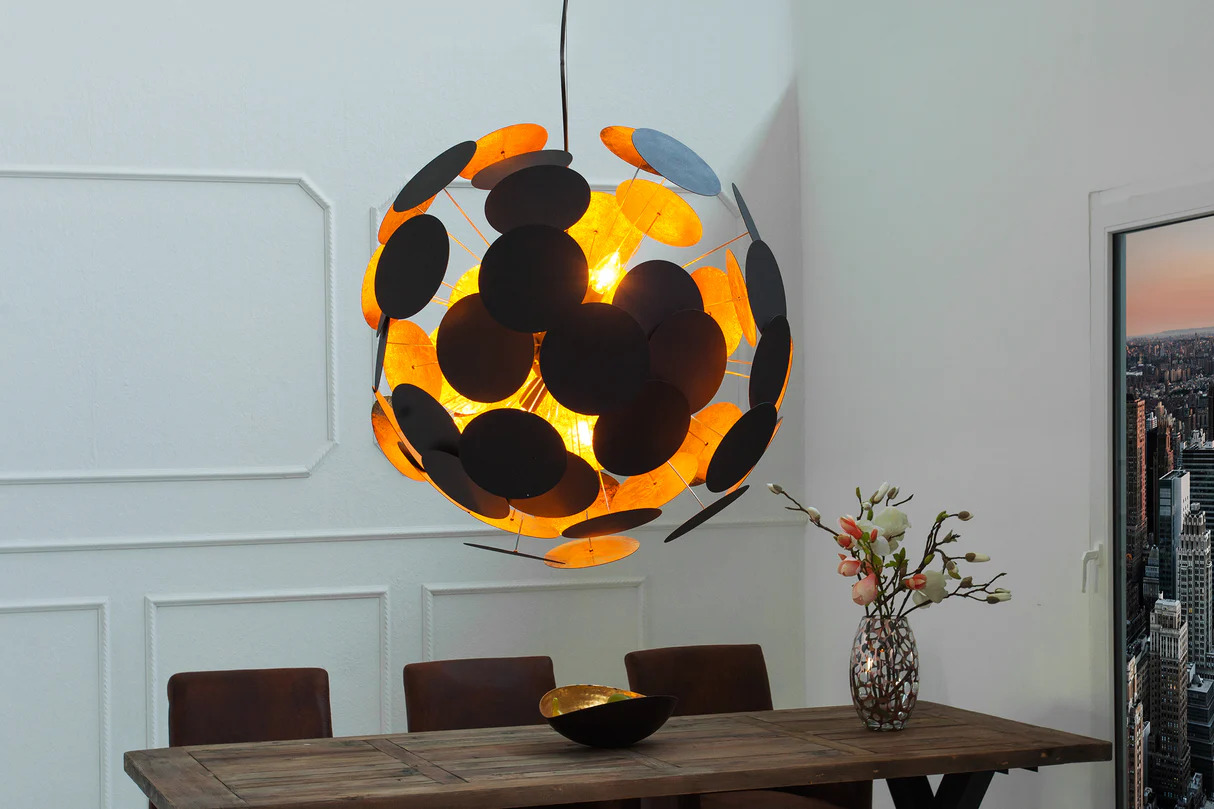 Leuchte Metall Schwarz Gold Design Deckenleuchte Ø 70cm E14 Deckenlampe Hängelampe