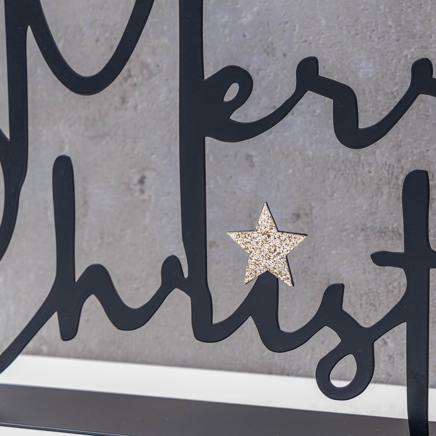 Schriftzug Merry Christmas 28cm Metall Schwarz Tischdeko Weihnachtsdeko Spruch