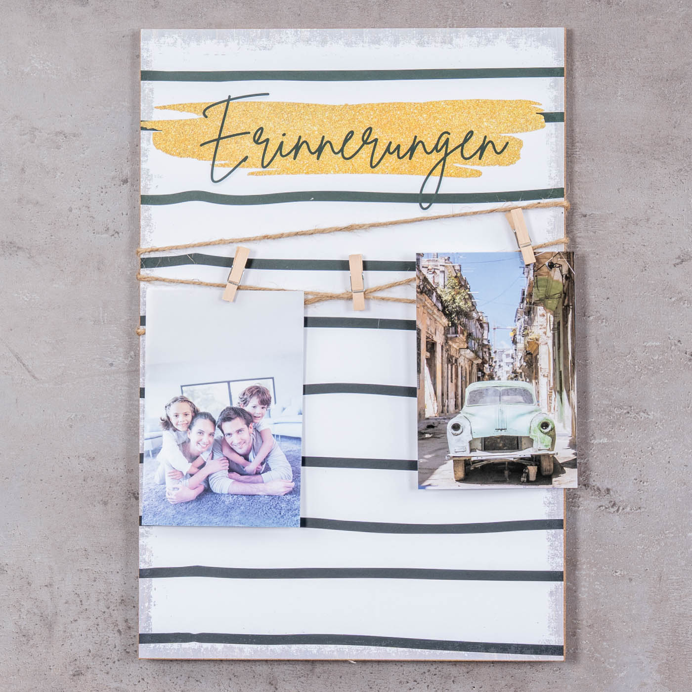 2er Set Deko Fototafel Lieblingsmomente Erinnerungen MDF Bilderrahmen Klammern